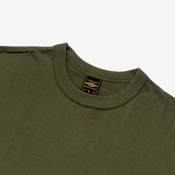 Iron Heart IHT 1610L OLV 6.5oz Loopwheel Crew Neck T-Shirt with Longer Body in Olive - Premium Vintage Style Tee for Casual Wear & Street Fashion