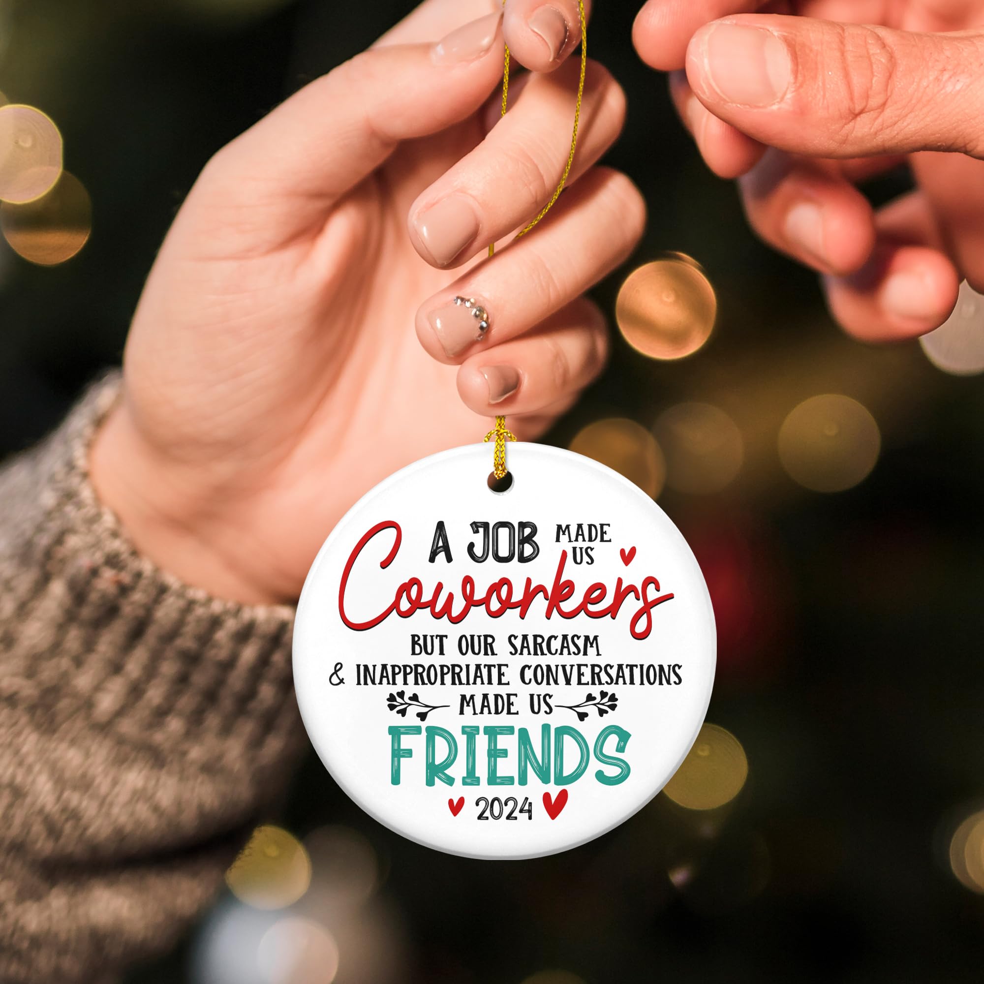 Best Coworker Gifts for Women - 2024 Christmas Ornaments & Birthday Presents for Friends - Ceramic Holiday Decorations for Office, Friendship & Appreciation - Perfect for Christmas Trees, Office Parties & Gift Exchanges