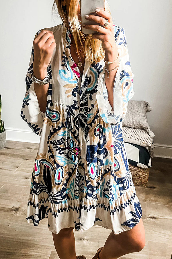 Stylish Printed Resort Mini Dress - Loose Casual Summer Dress for Women | Perfect for Beach Vacations, Pool Parties & Tropical Getaways