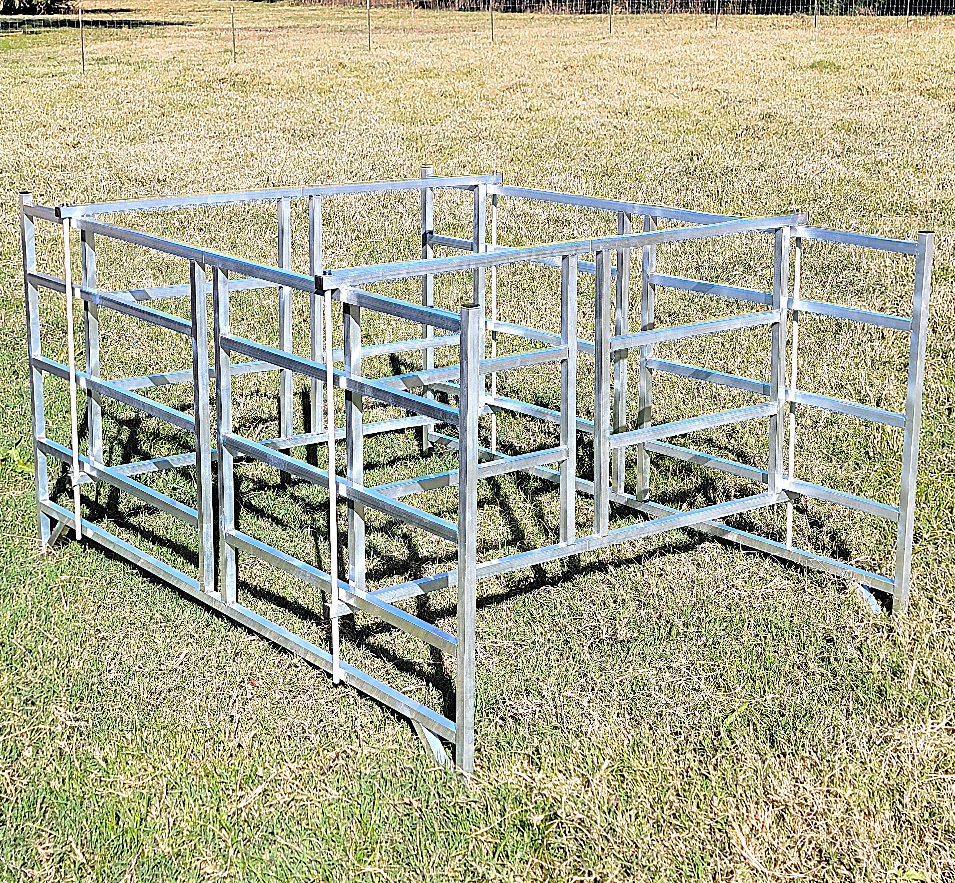 Collapsible Aluminum Round Hay Feeder for Sheep, Goats, Llamas & Alpacas - Fits 4x4, 4x5 & 4x6 Bales - Durable Portable Feed Trough for Pasture, Barn & Farm Use