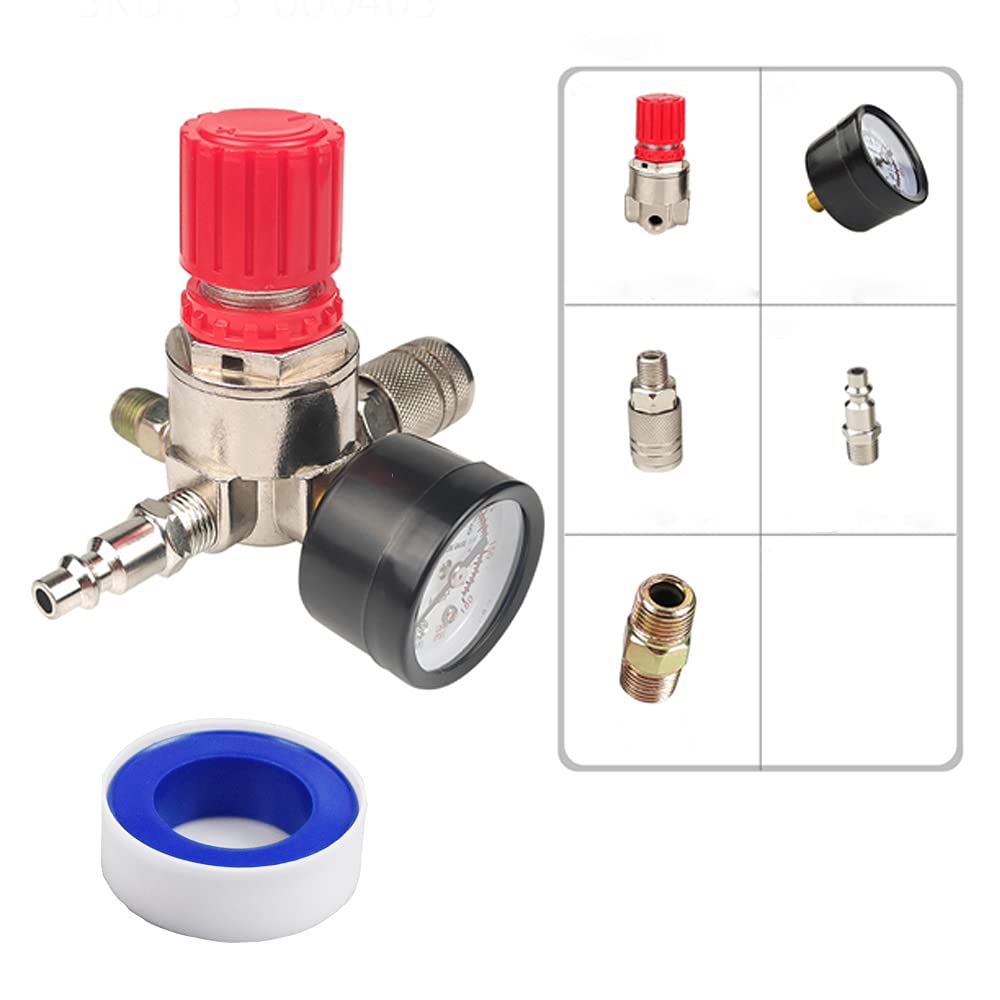 0-175 PSI Air Compressor Pressure Regulator with Dial - Replacement Part for Air Compressor (Four-Way Valve) - Ideal for Workshop, Garage & Industrial Use