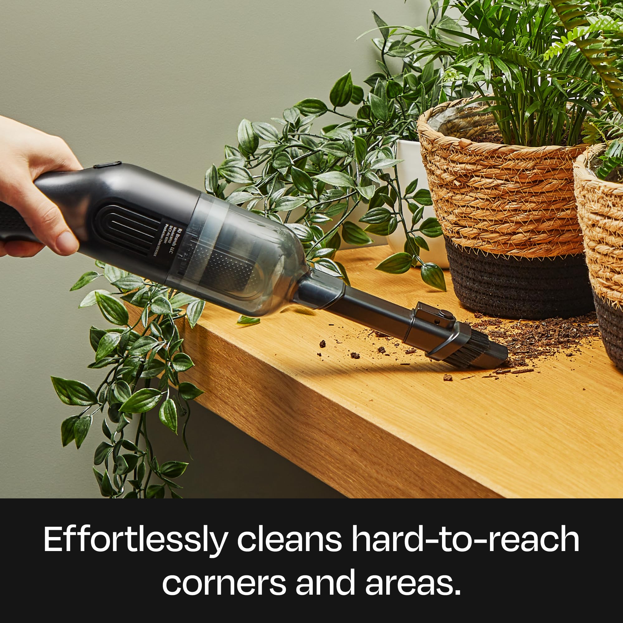 BUFF Cordless Handheld Vacuum Cleaner - Rechargeable Car Vacuum with Crevice Tool & Brush Attachments - Powerful Portable Vacuum for Home, Office, Car & Pet Hair Cleaning - Black | Perfect for Quick Cleanups, Car Detailing & Pet Hair Removal