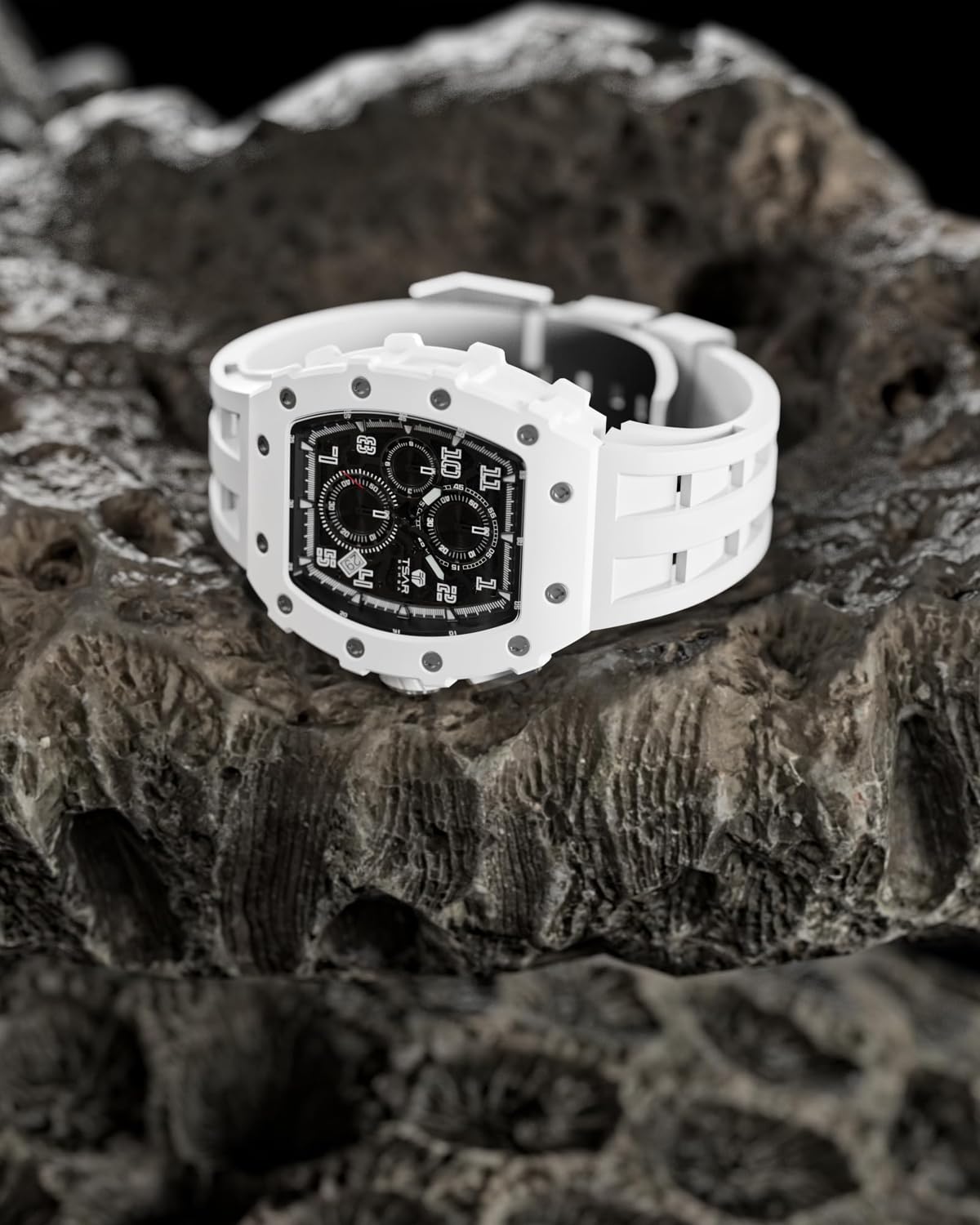 **TSAR BOMBA Luxury Men's Watch - Waterproof 50M Analog Chronograph with Calendar Date - Tonneau Design for Business, Dress & Diving - Large Square Face Wristwatch for Work & Formal Occasions**