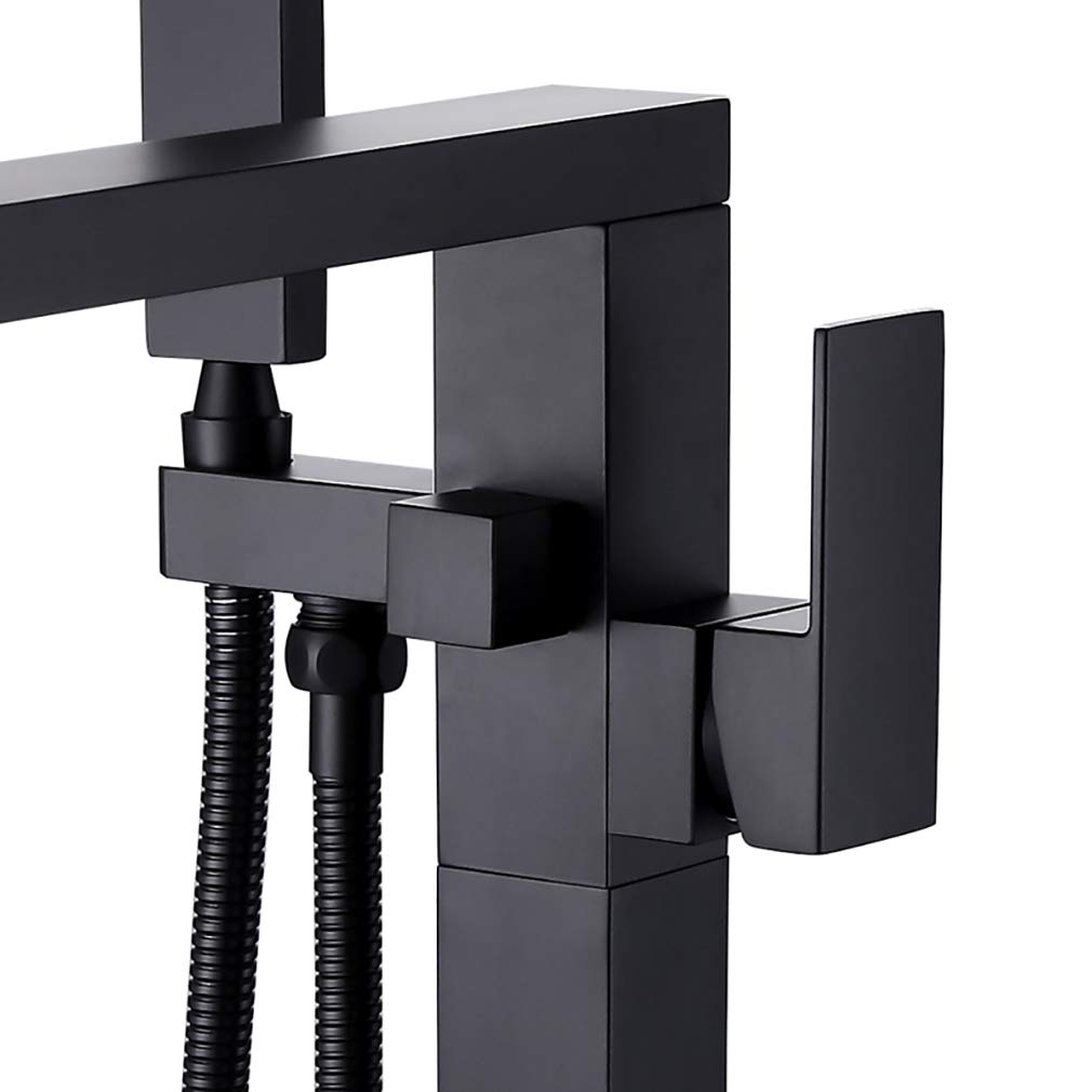 Luxury Black Floor Standing Shower Faucet - Classic Bathroom Shower System with Adjustable Rainfall Showerhead | Perfect for Modern Master Bathrooms & Spa-Like Showers