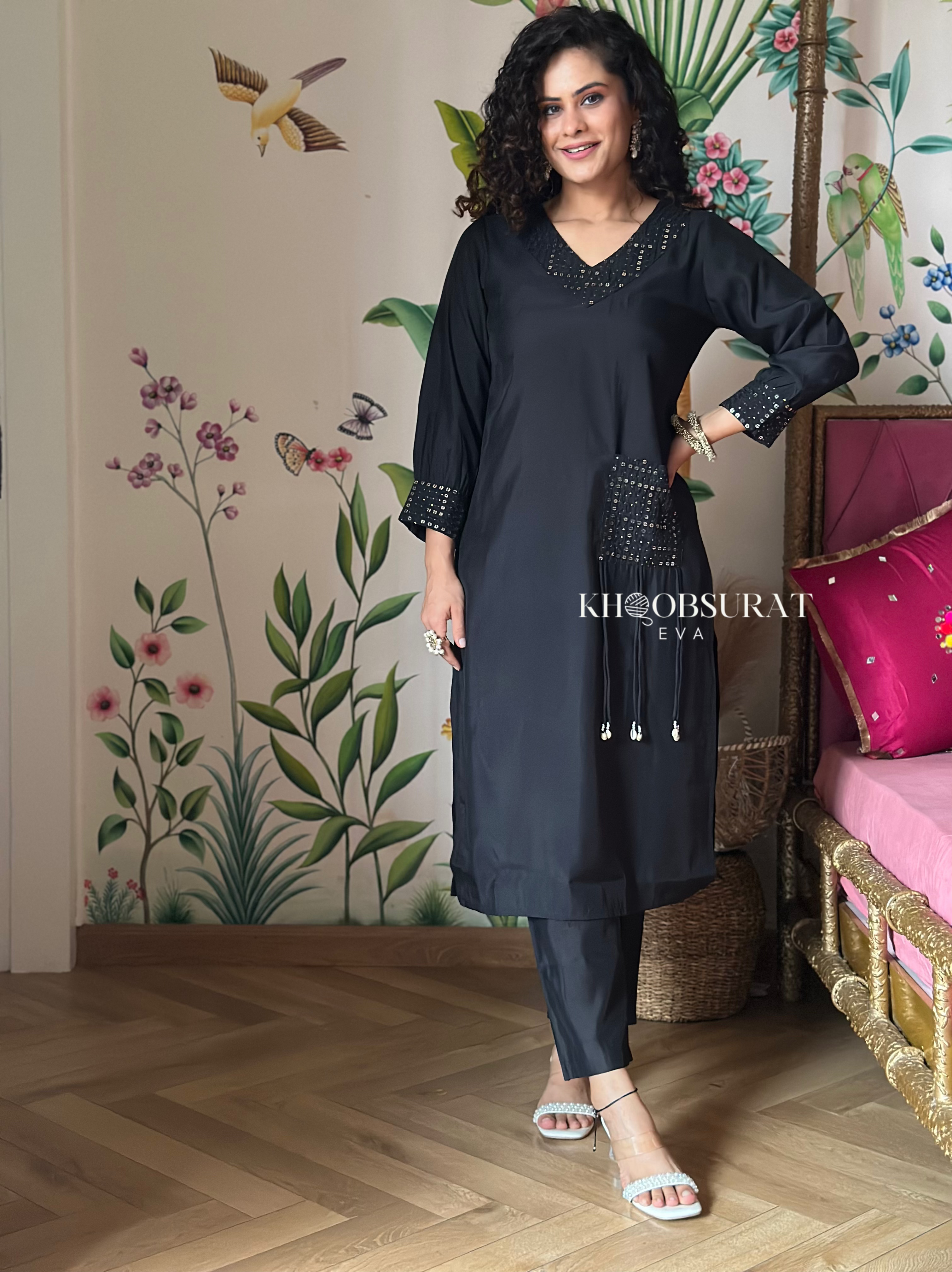 Stylish Indian Designer Black Kurta Set for Men & Women | Traditional Ethnic Wear for Weddings, Festivals & Special Occasions