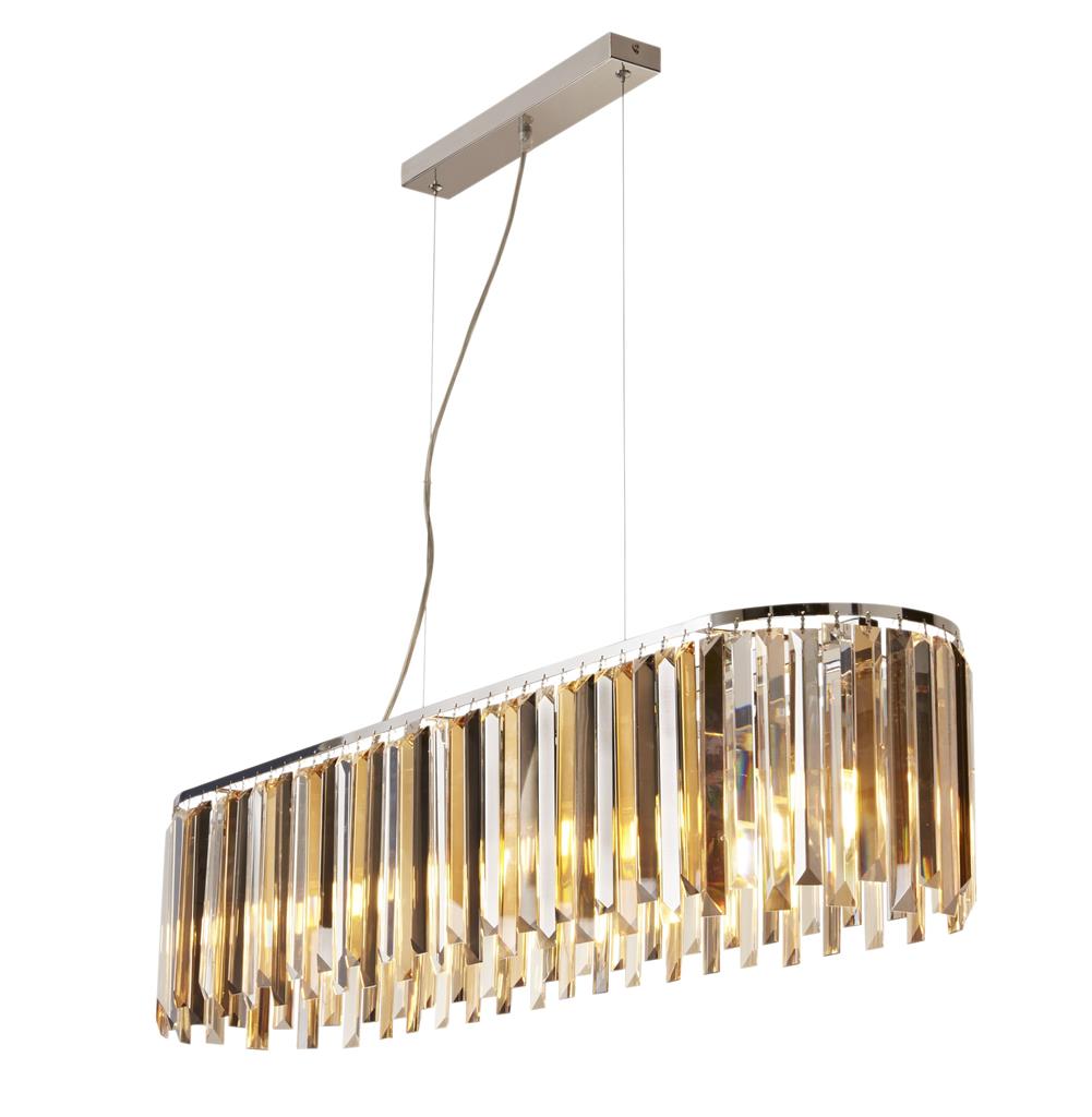 Clarissa 8Lt Kitchen Light - Chrome Metal & Mixed Glass Pendant Lighting for Modern Kitchens, Dining Rooms & Breakfast Bars