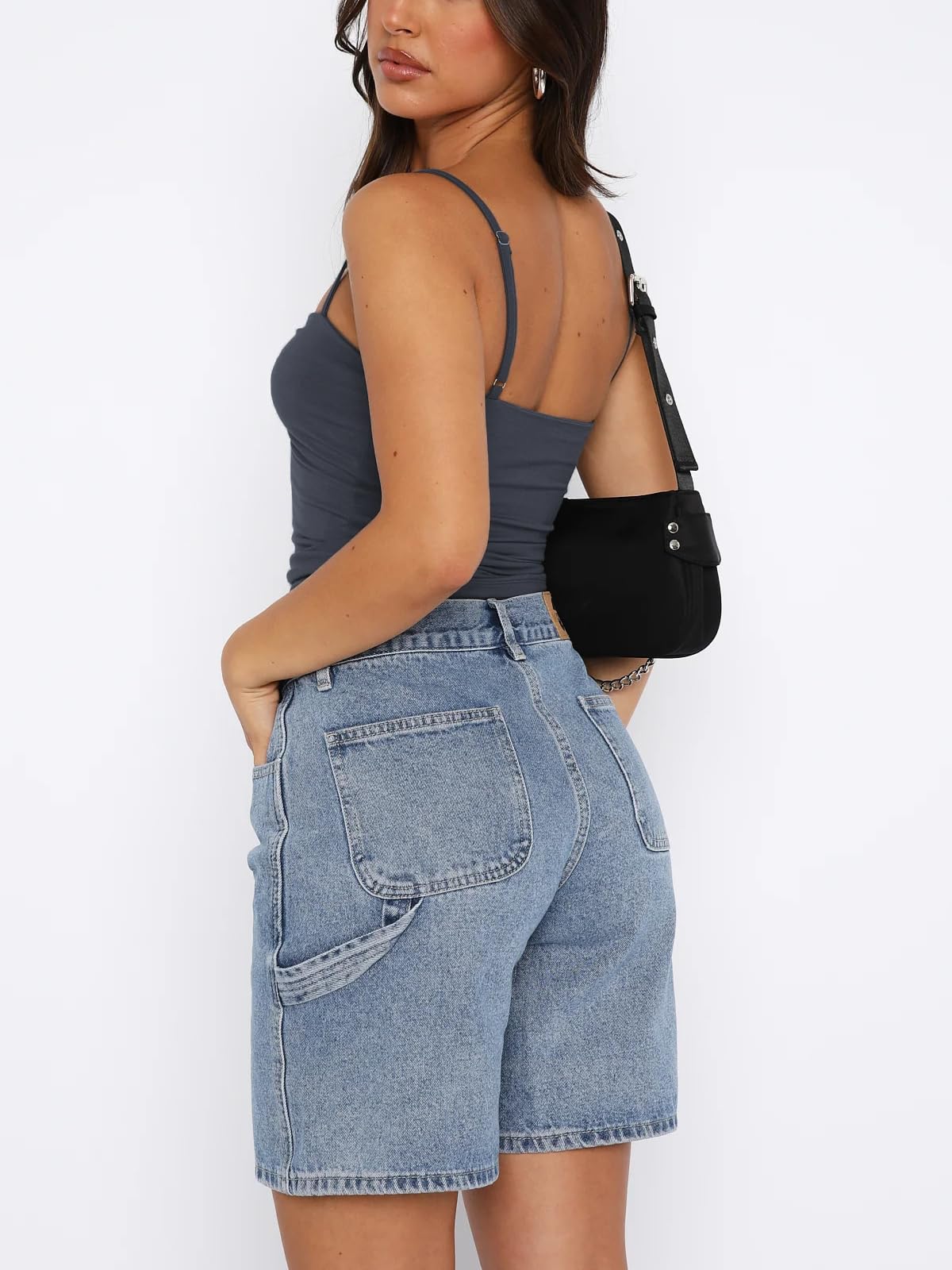 ForeFair Women's Y2K Sweetheart Neck Sleeveless Crop Tank Top - Backless Spaghetti Strap Pleated Bustier Camisole for Clubbing, Parties & Summer Outfits