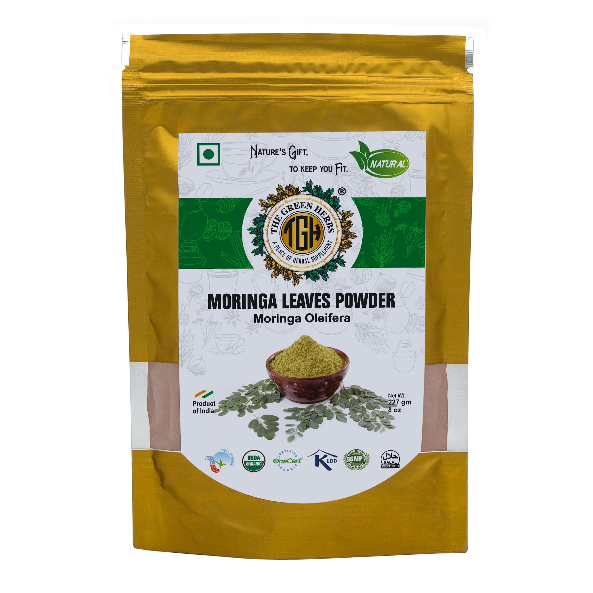 Organic Moringa Leaf Powder 8oz (227g) - Finely Ground, 100% Natural, Chemical-Free, Non-GMO, Gluten-Free | Moringa Oleifera Superfood for Smoothies, Tea & Healthy Recipes