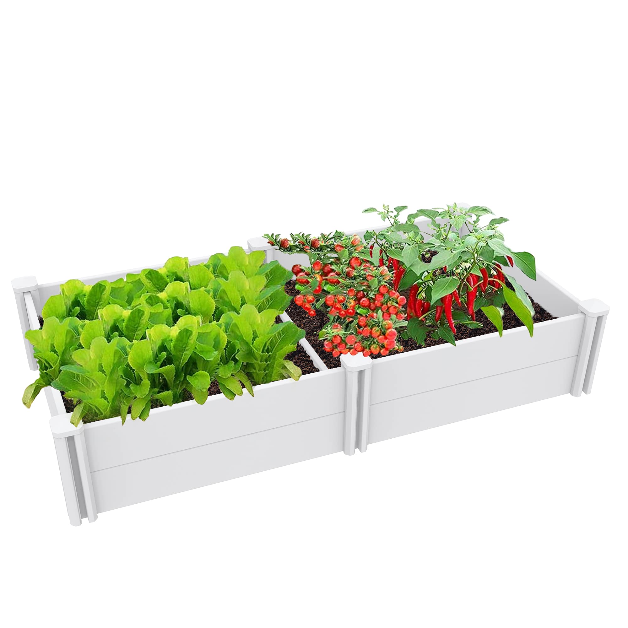 6' x 3' Vinyl Raised Garden Bed - Screwless Planter Box for Outdoor Gardening, Whelping Pen, Vegetables & Flowers - Perfect for Backyards, Patios & Pet Areas