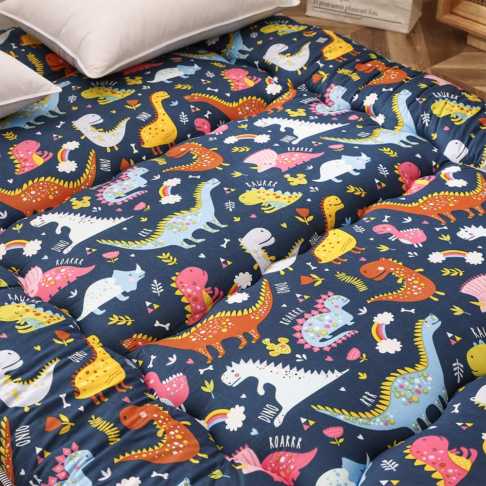 MAXYOYO Japanese Floor Futon Mattress with Dinosaur Design - Comfortable Tatami Sleeping Mat for Kids & Adults - Perfect for Bedroom, Guest Room, and Camping