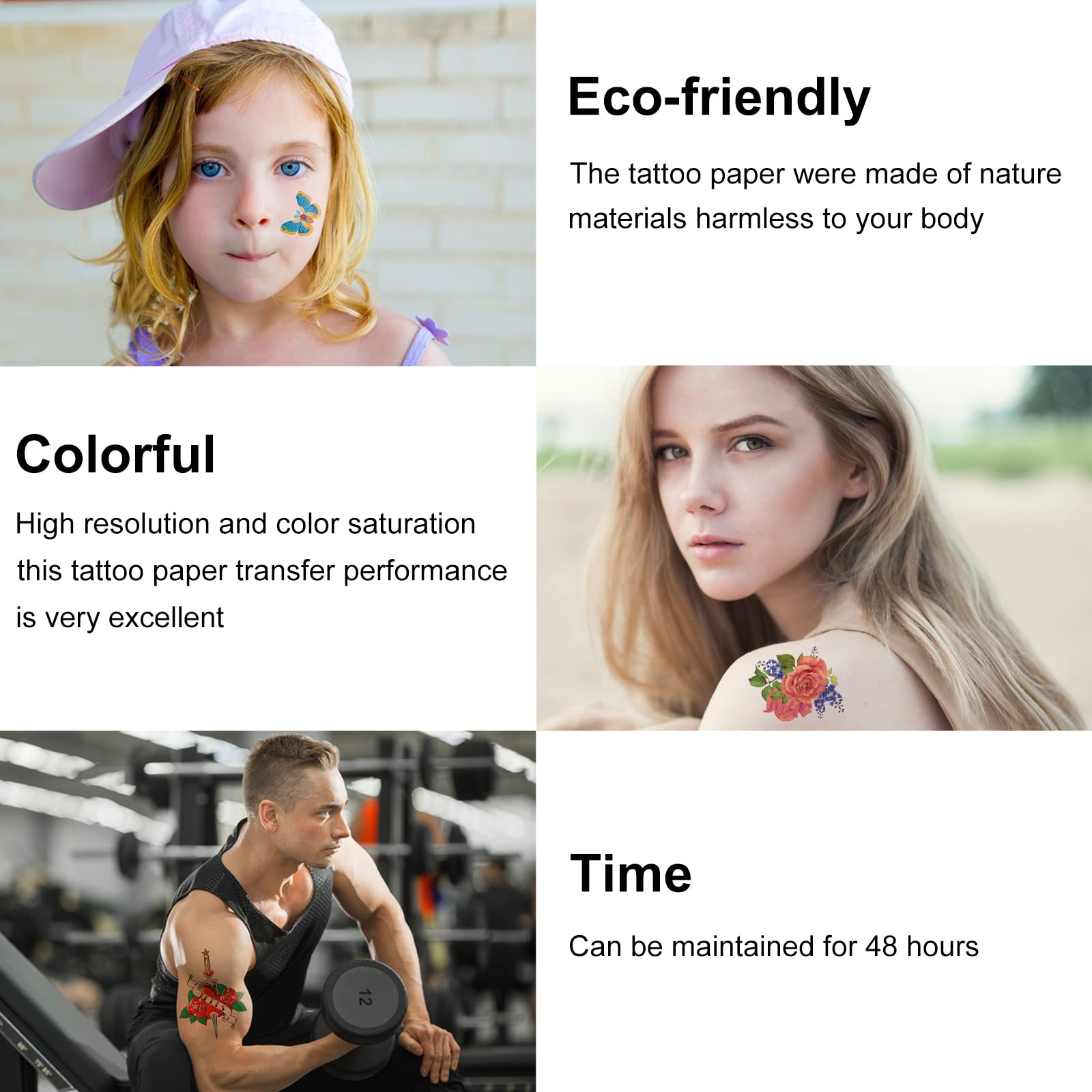 MECOLOUR Printable Temporary Tattoo Paper for LASER Printer - 8.5