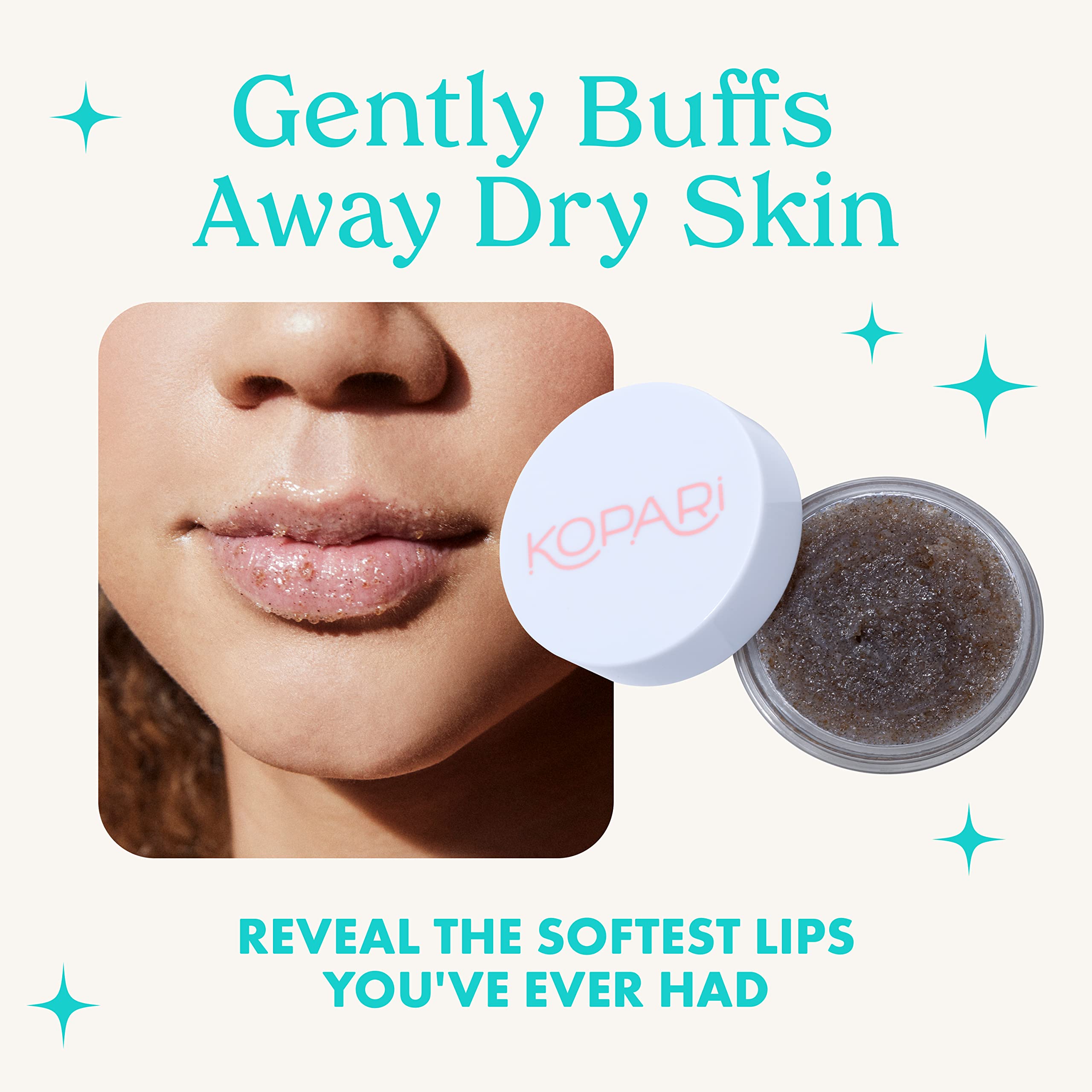 Kopari Coconut Lip Scrub - Organic Exfoliating Lip Scrub with Volcanic Sand, Brown Sugar & Coconut Shells | Hydrates & Removes Dry Skin for Soft Lips | Vegan, Vanilla Scented | Perfect for Daily Lip Care & Pre-Lipstick Prep