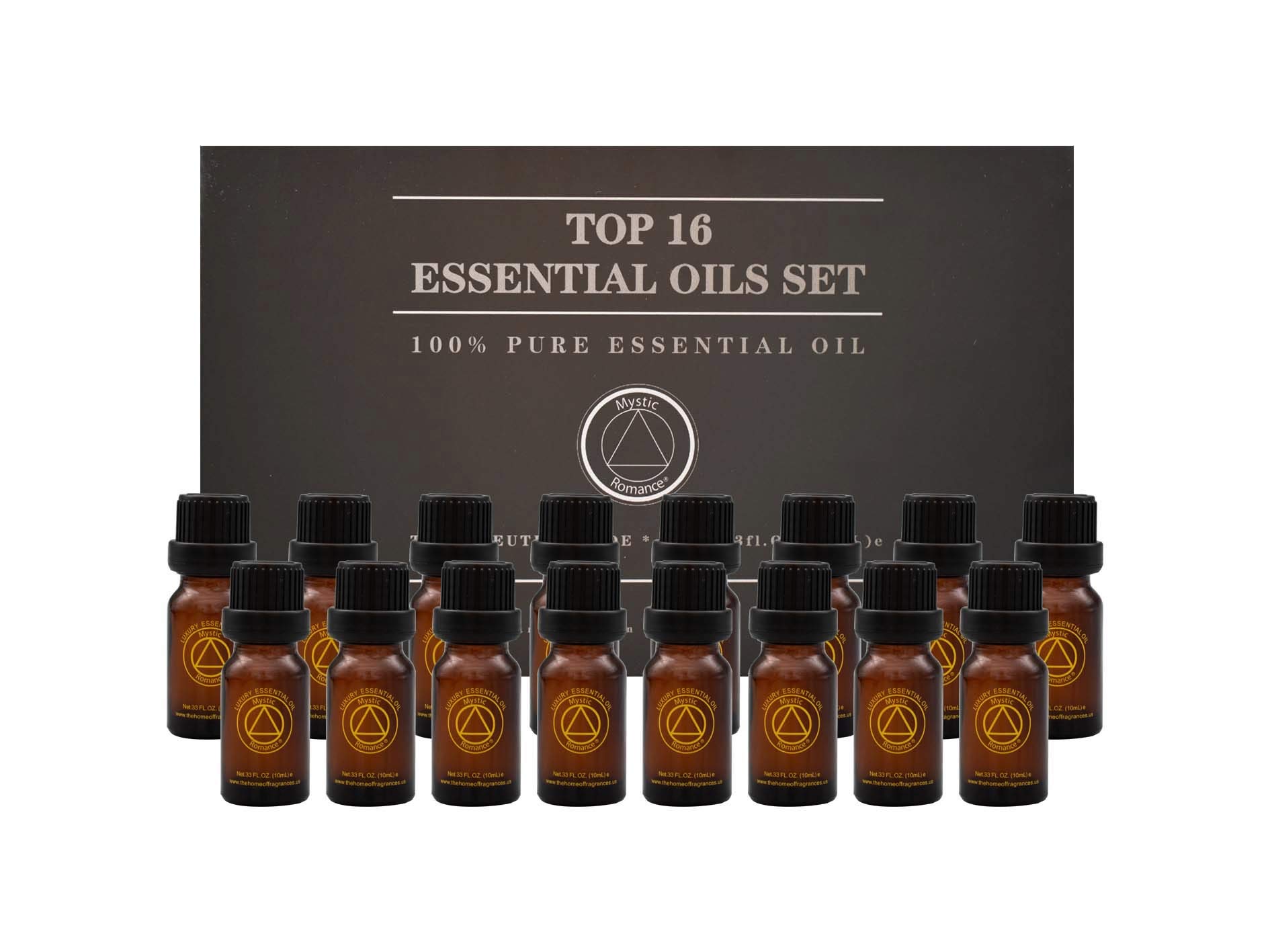 Mystic Romance Premium Fragrance Oil Gift Set - 16 Piece Essential Oil Collection with Variety of Scents for Aromatherapy, Diffusers & Home Fragrance