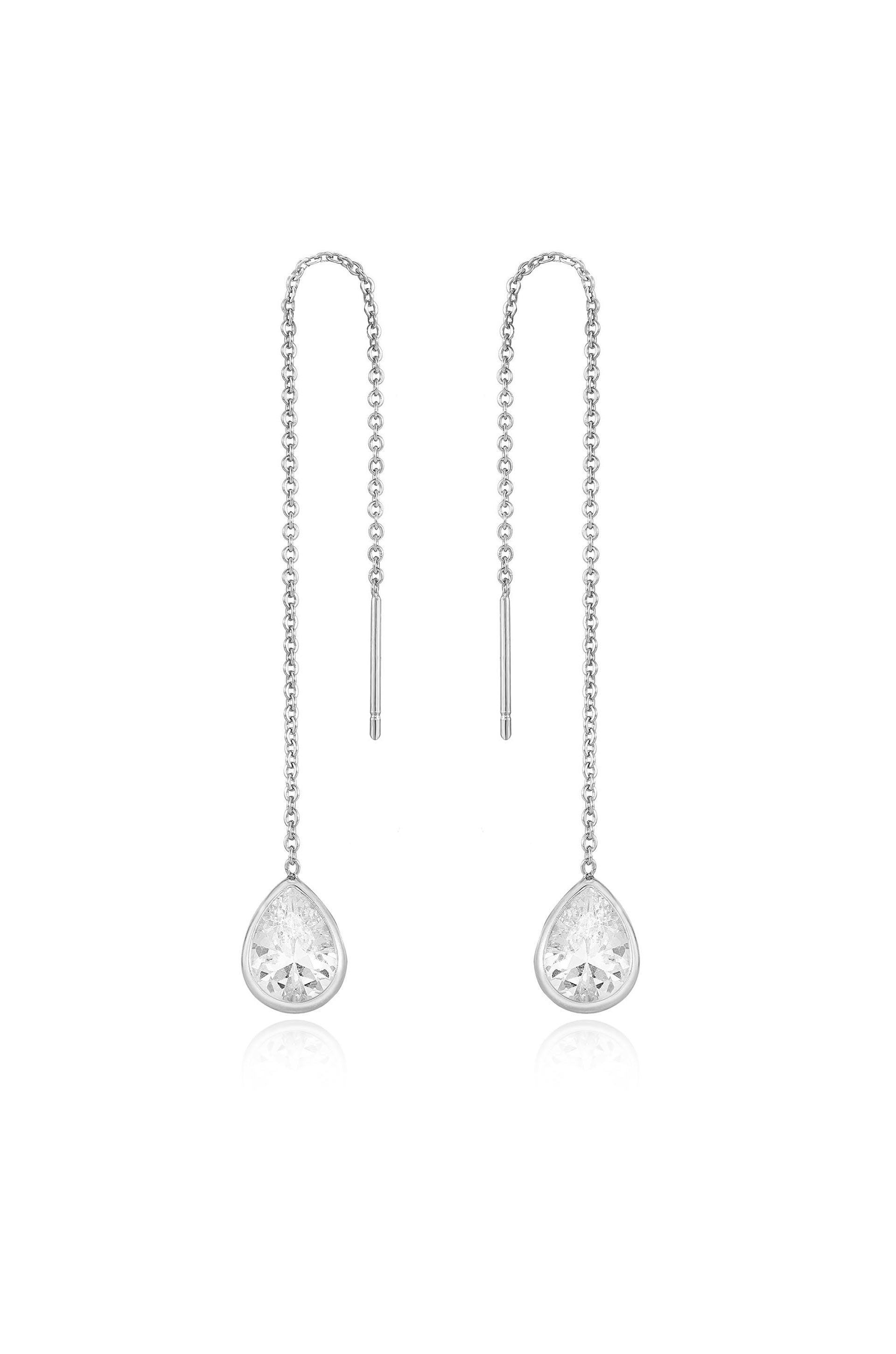 Dainty Chain and Crystal Dangle Earrings for Women - Elegant Minimalist Jewelry for Everyday Wear, Parties & Special Occasions