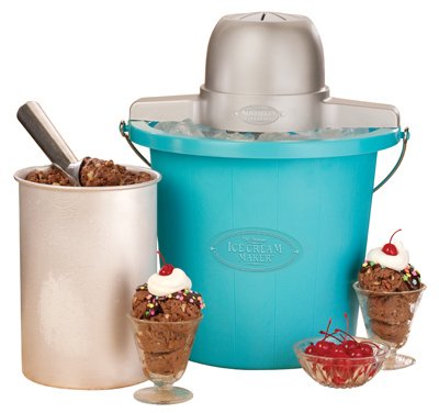 4 Quart Electric Ice Cream Maker Machine - Automatic Frozen Yogurt & Gelato Maker with Freezer Bowl - Perfect for Homemade Desserts, Parties & Family Gatherings (Blue)