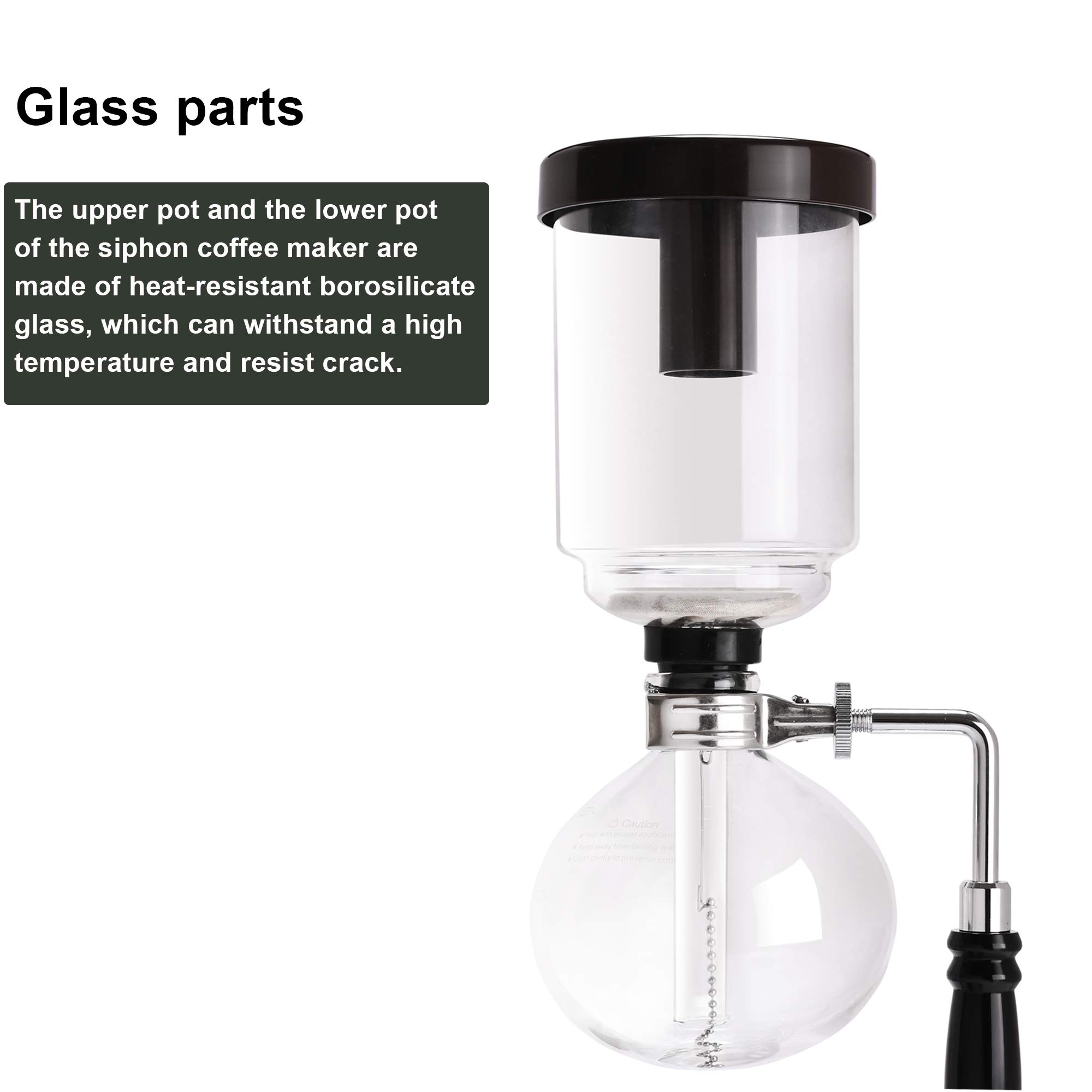 Vacuum Siphon Coffee Maker - 5-Cup Glass Brewer for Home & Office Use