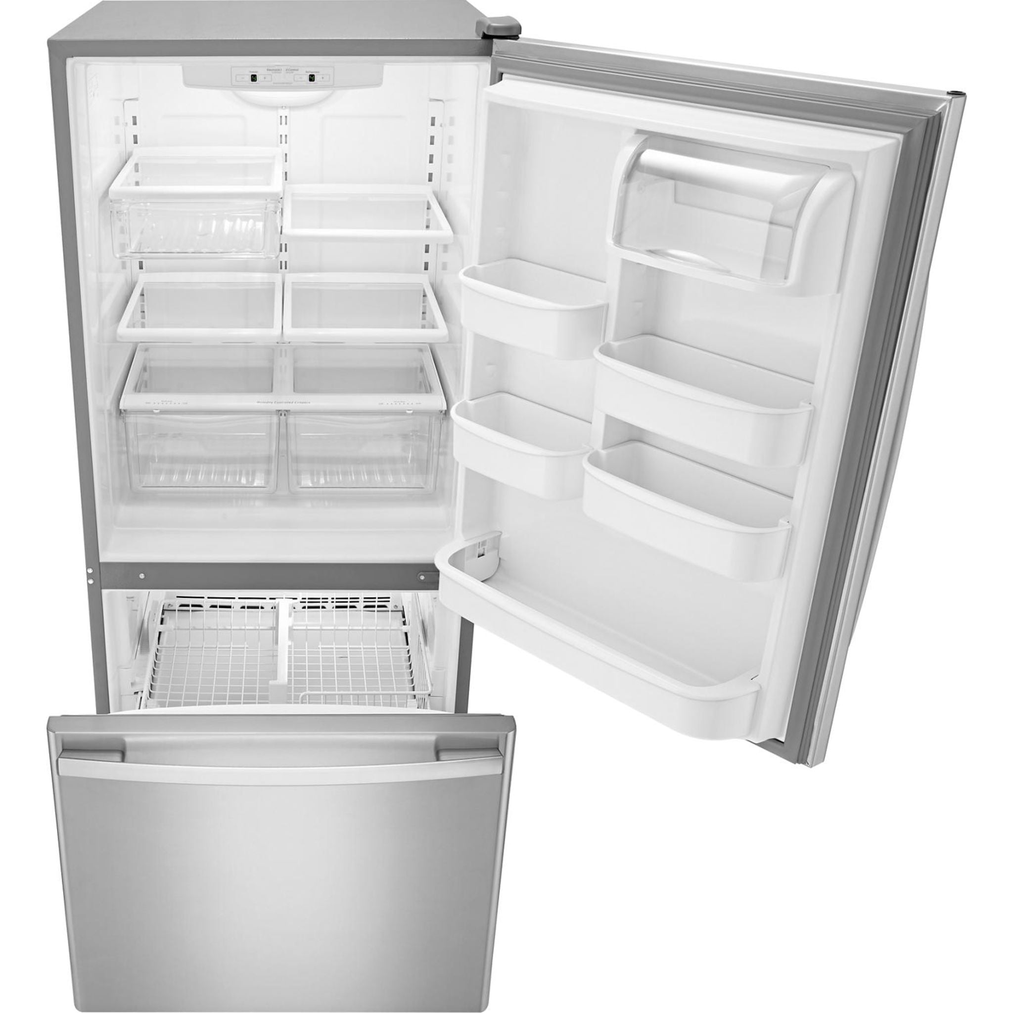 Amana Bottom Mount Refrigerator (ABB1924BRM) - 24.5 Cu. Ft. Stainless Steel French Door Fridge with Adjustable Shelves & Humidity-Controlled Crispers - Perfect for Modern Kitchens & Open Floor Plans