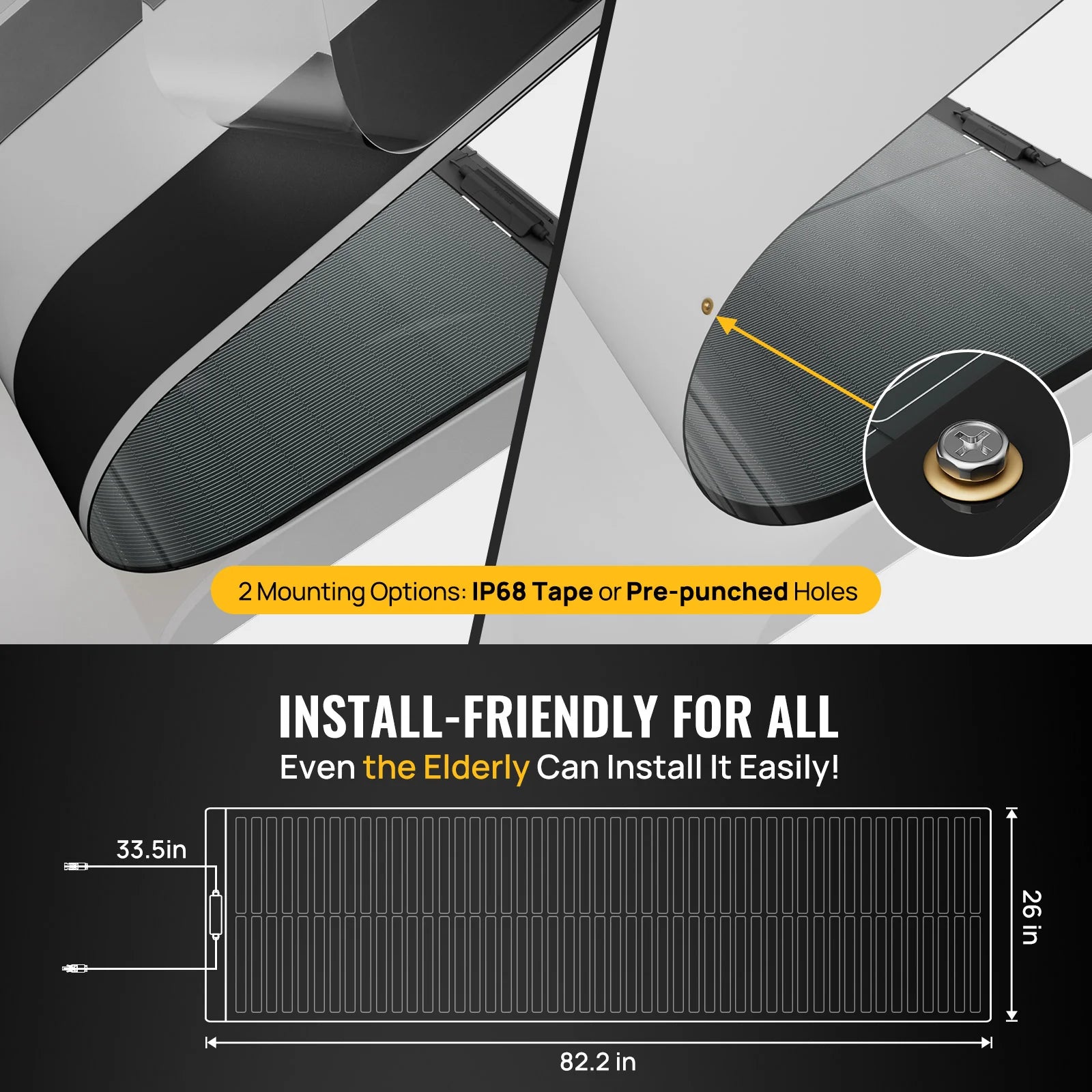 BougeRV Yuma 200W CIGS Thin-Film Flexible Solar Panel for RV, Boat, Camping & Off-Grid Power - Lightweight, Durable & Waterproof Portable Solar Charger