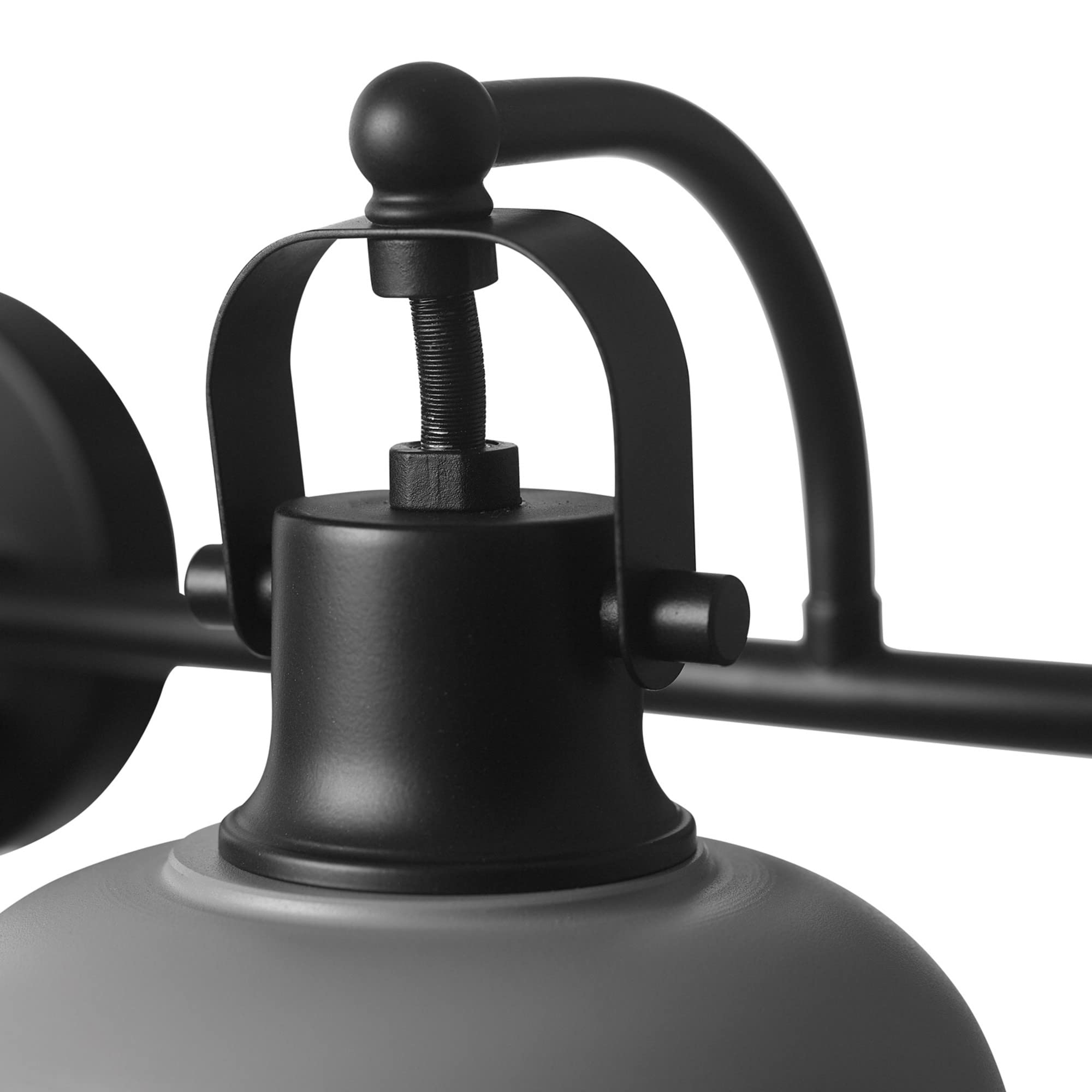 Globe Electric 52065 Gladstone 5-Piece Bathroom Hardware Set - Matte Black Vanity Light with Gray Metal Shades, Towel Bar, Ring, Robe Hook & Toilet Paper Holder | Modern Bathroom Decor for Home Renovation & Spa-Style Upgrade