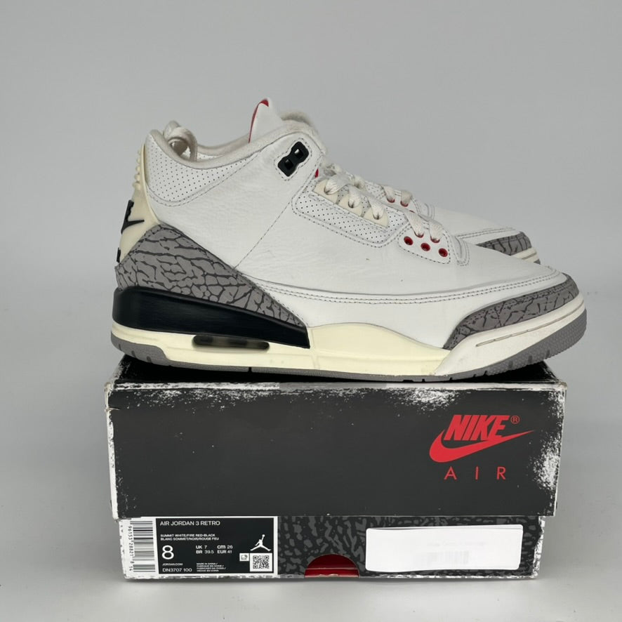 Original Air Jordan 3 White Cement Reimagined Retro Sneakers - Men's Size 8 / Women's Size 9.5W (DN3707-100) - Authentic Basketball Shoes for Streetwear & Casual Outfits