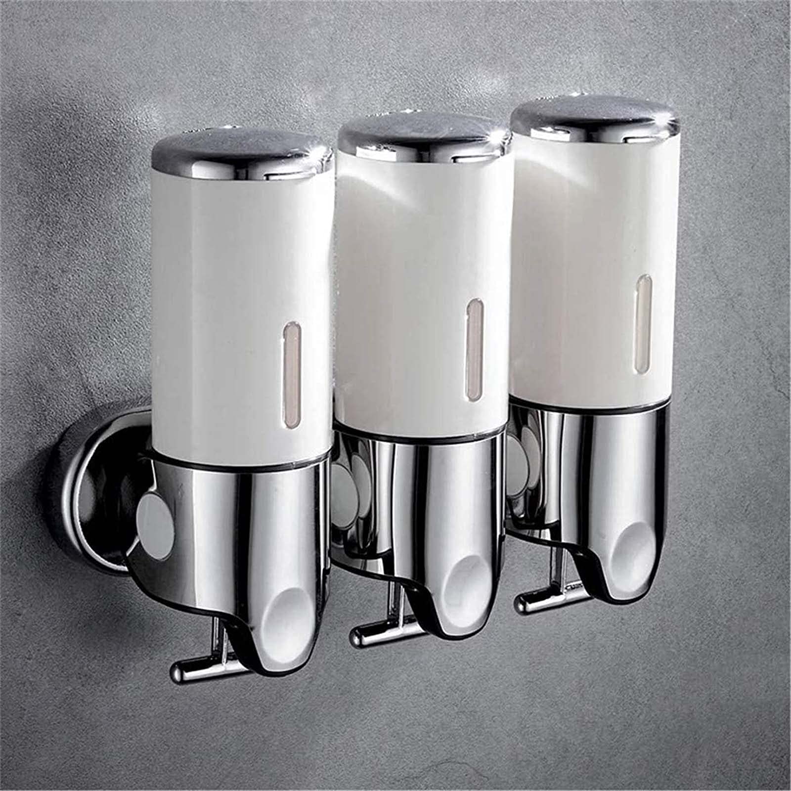 Triple Manual Shower Dispensers Wall Mount - 3X 500ml T-Bar Metal Pump for Shampoo, Body Wash & Conditioner | Damage-Free Bathroom Organizer for Home & Hotel Use | Perfect for Shared Showers & Spa-Like Experience