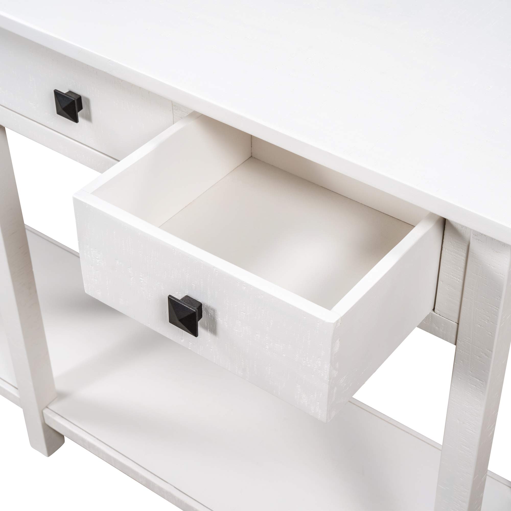 Rustic Brushed Texture Console Table with Drawer & Bottom Shelf - Sofa Table, Entryway Table for Living Room, Hallway, Dining Room (Ivory White) | Perfect for Home Decor, Small Space Storage & Entryway Organization
