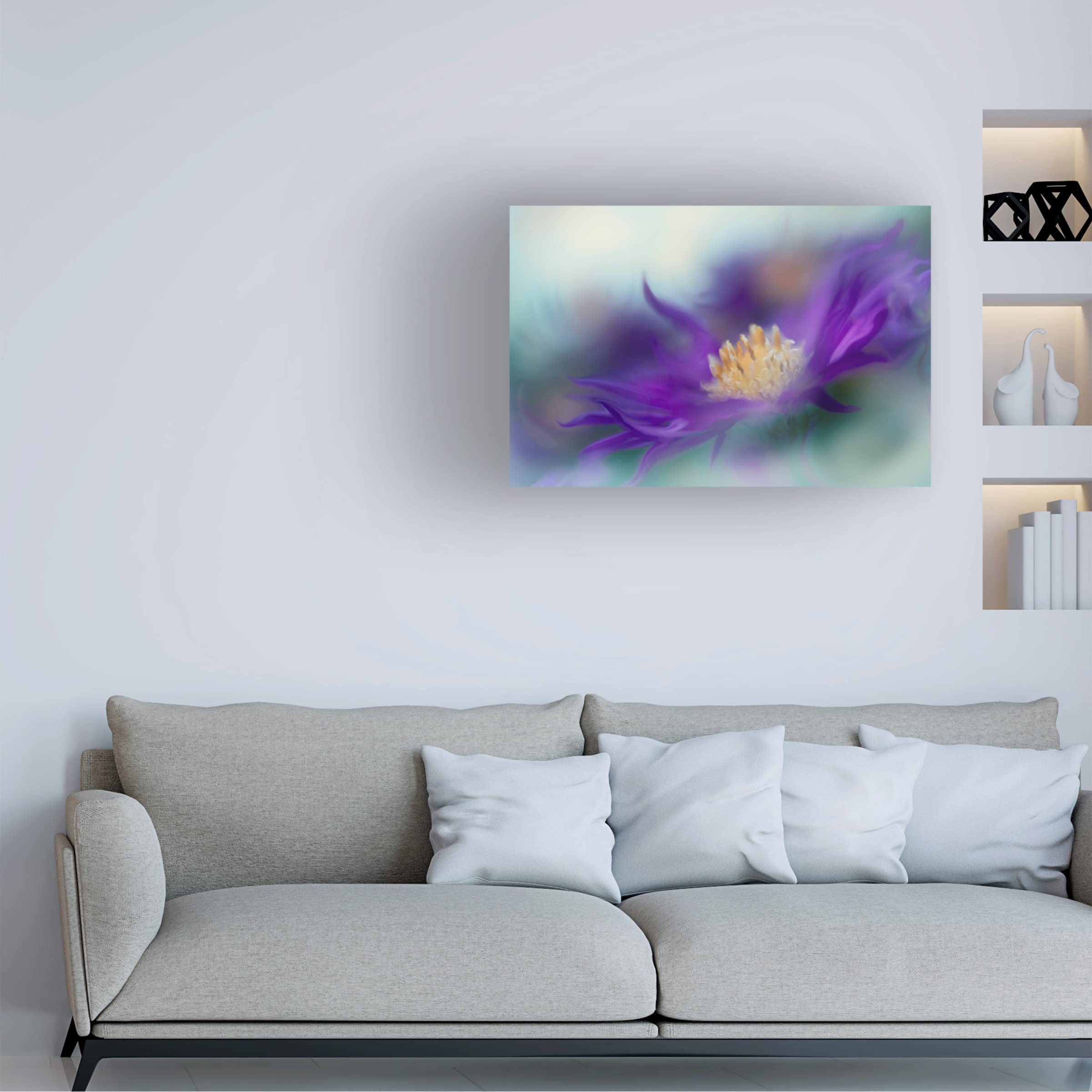 Gillian Hunt 'Gold And Purple in the Mist I' Canvas Wall Art Print - Modern Abstract Painting for Living Room, Bedroom & Office Decor