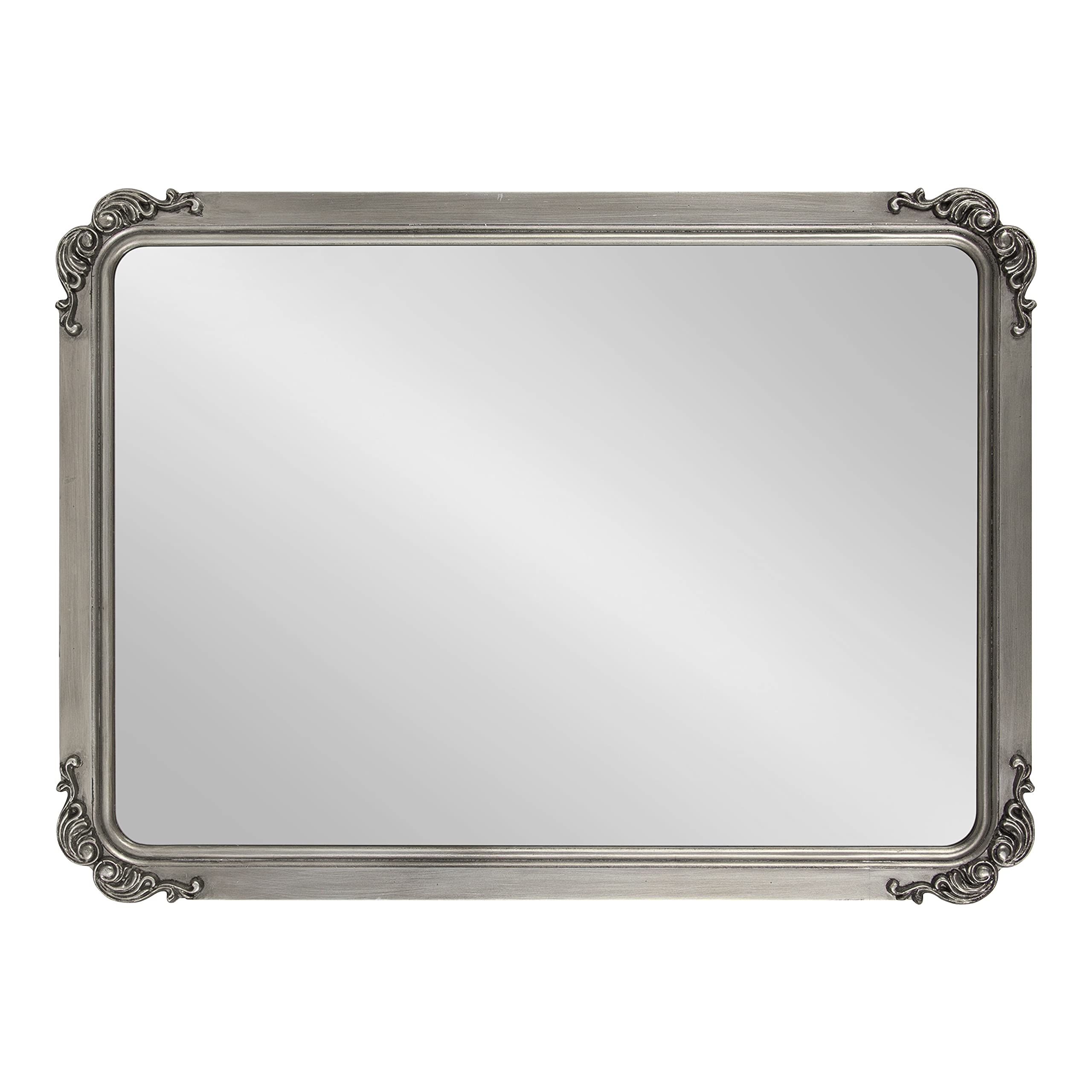 Kate and Laurel Ivette Traditional Ornate Wall Mirror - 25x35 Inches Silver Baroque Style Rectangular Mirror with Metal Frame & Elegant Garland Detail - Perfect for Living Room, Bedroom, Entryway & Bathroom Decor