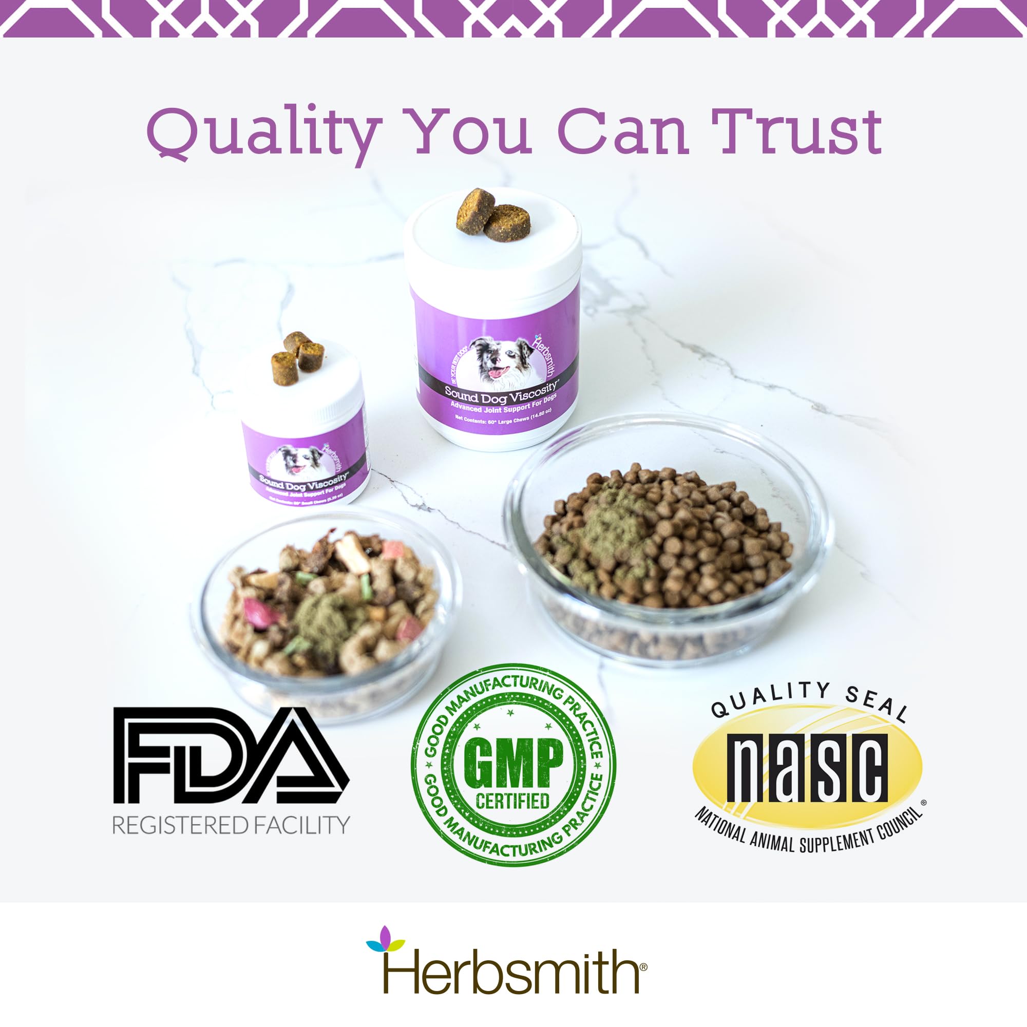 Herbsmith Sound Dog Viscosity - Advanced Joint Support Chews for Dogs with Glucosamine, Chondroitin & MSM - Vet Recommended Supplement for Hip & Joint Pain Relief - 120 Large Soft Chews for Senior Dogs & Active Pets - Perfect for Daily Mobility Support & Arthritis Care