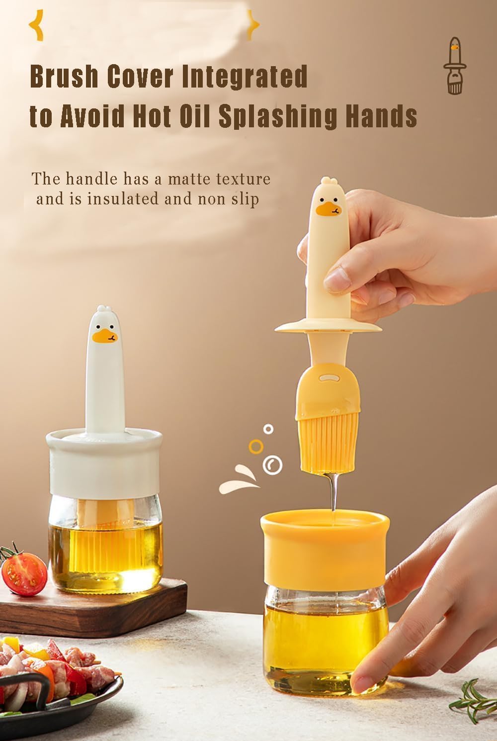 2-in-1 High-Temperature Resistant Oil Dispenser & Silicone Brush Set - Perfect for Grilling, Baking, Frying & Kitchen Cooking | BBQ Oil Sprayer & Pastry Brush for Even Coating | Ideal for Home Chefs & Outdoor Cooking Enthusiasts