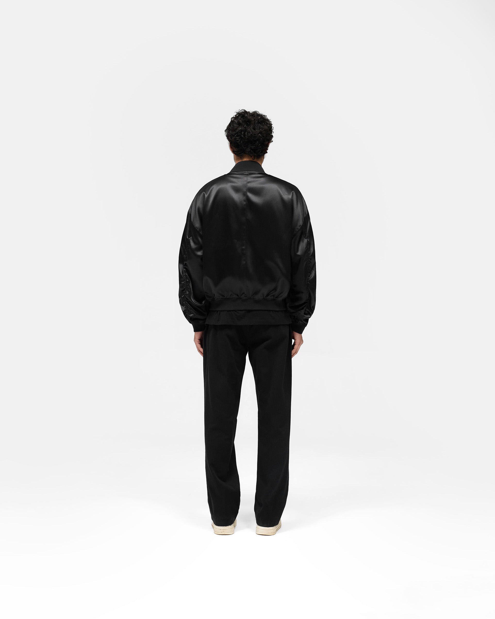 Black Satin Bomber Jacket for Men & Women - Lightweight Stylish Outerwear for Casual Wear & Night Out