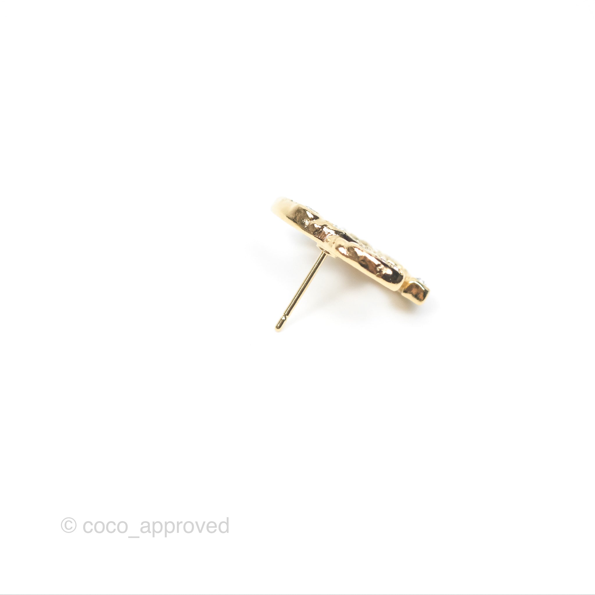 Chanel CC Crystal Earrings in Gold Tone - Luxury Fashion Jewelry for Women | Perfect for Parties, Weddings & Special Occasions