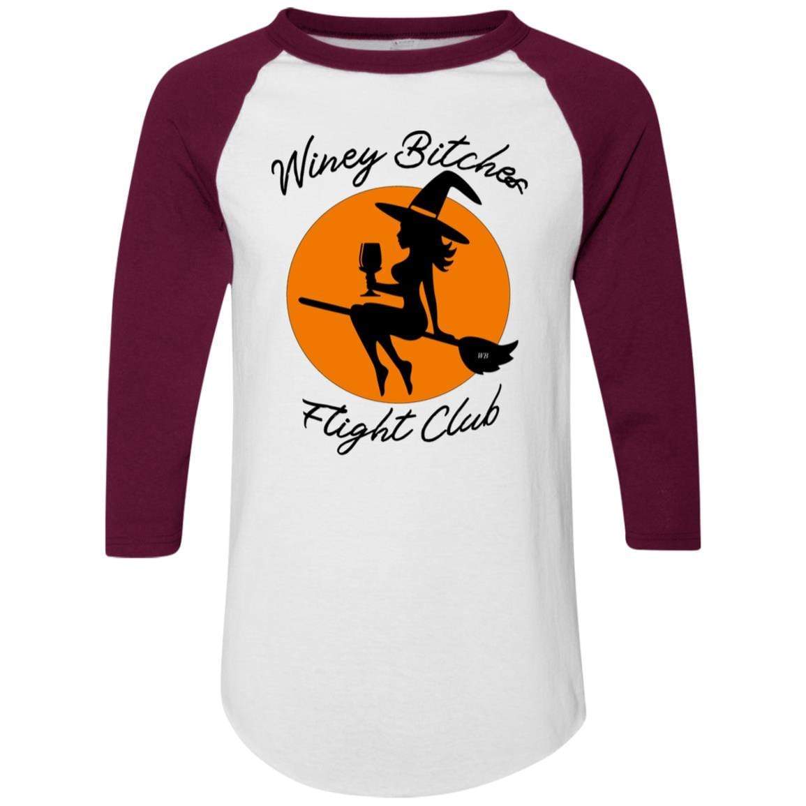 WineyBitches.Co Winey Bitches Flight Club Colorblock Raglan Jersey - Stylish & Comfortable Women's Baseball Tee for Casual Outings, Girls Night Out & Wine Tasting Events