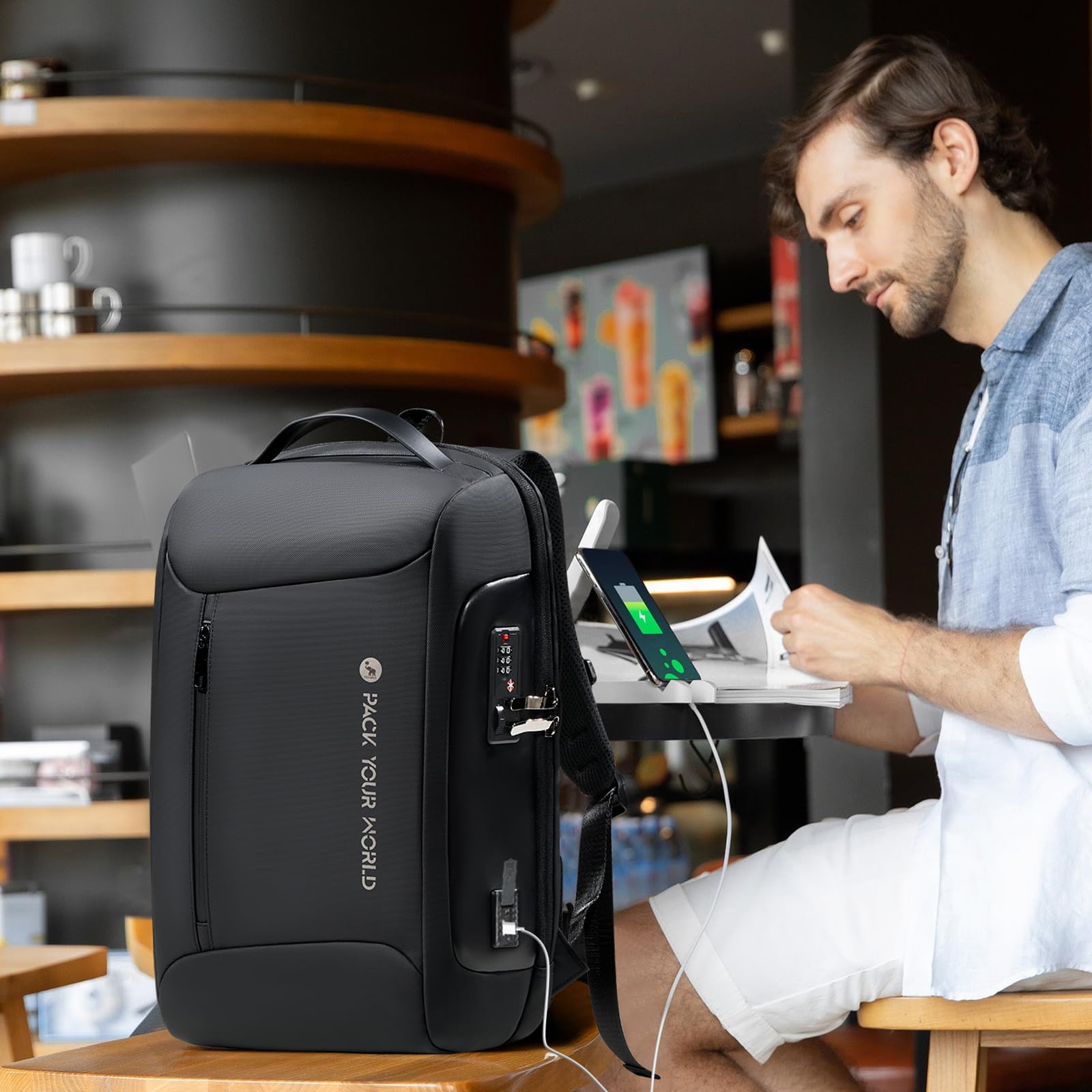 OIWAS Anti-Theft Business Backpack for Men & Women - USB Charging Port, Waterproof 15.6 Inch Laptop Backpack for Travel, Work & College | Durable High-Tech Backpack for Commuters & Professionals