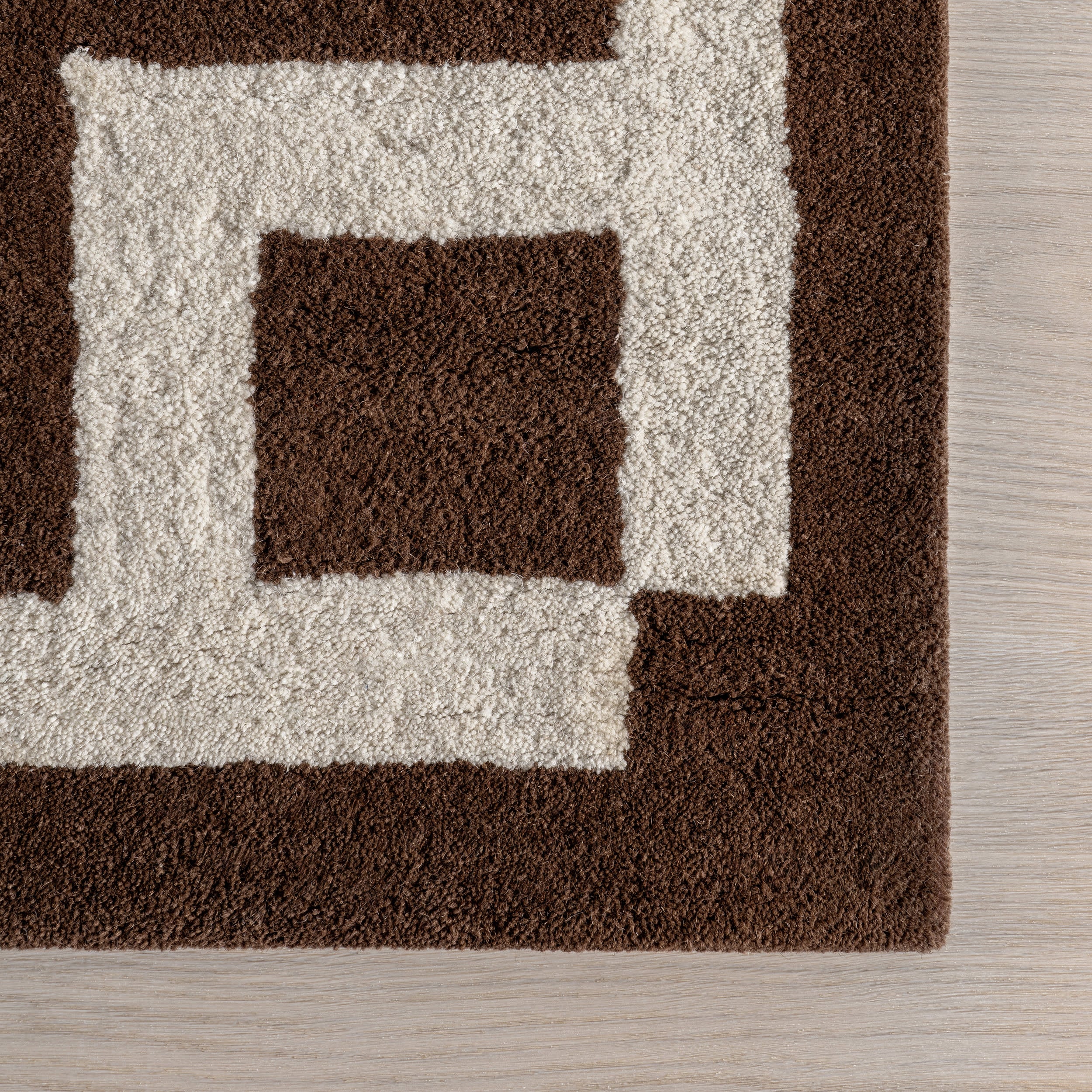 Grace Bordered Wool Rug - Soft & Durable Brown Area Rug for Living Room, Bedroom, or Home Decor