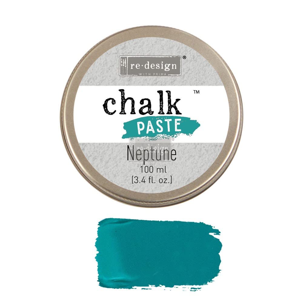 Prima Marketing Inc. Redesign Chalk Paste - Neptune Blue | Premium Chalk Paint for DIY Furniture, Home Decor & Craft Projects | Perfect for Upcycling, Vintage Finishes & Creative Art Designs