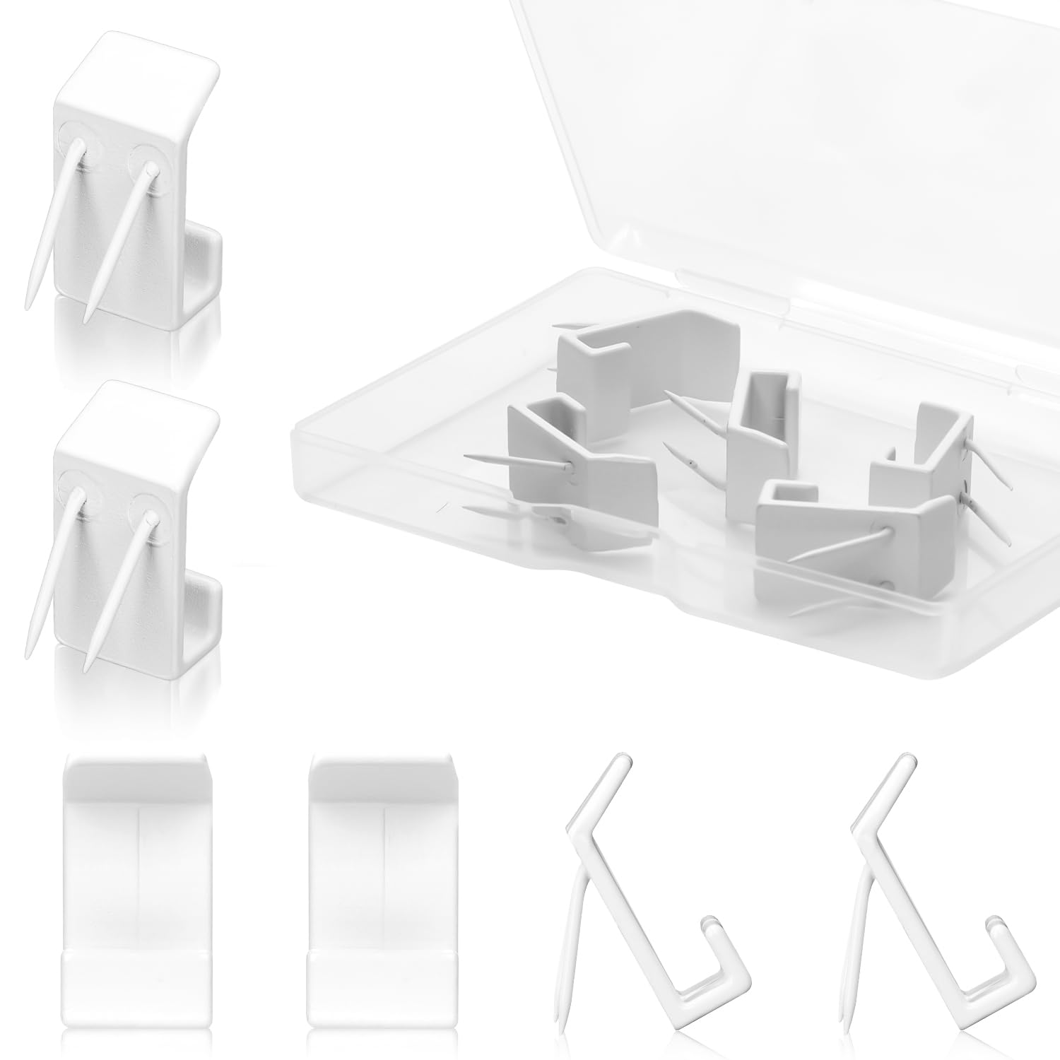 10-Pack Metal Push Pin Hooks for Cubicles - Strong Fabric Panel Wall Hooks for Office & Home - Perfect for Hanging Pictures, Clocks, Keychains & Photo Frames (White) | Ideal for Workspace Organization & Home Decor