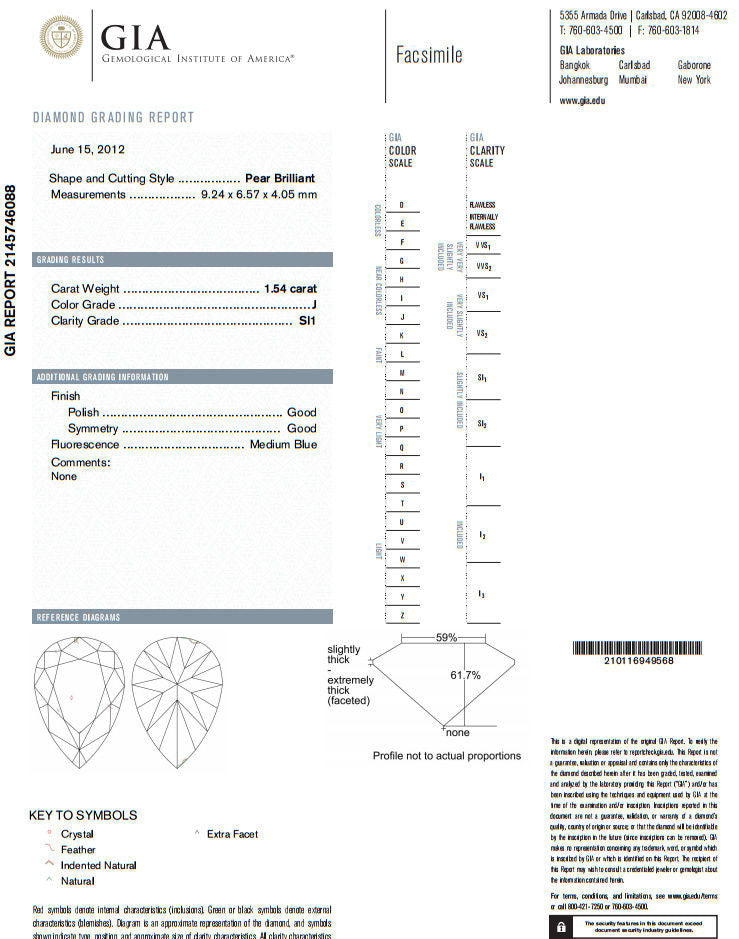 2.00ct GIA Certified Pear Brilliant Diamond Solitaire Ring - I/SI1 Clarity, Platinum Setting for Engagement, Wedding & Anniversary Gifts