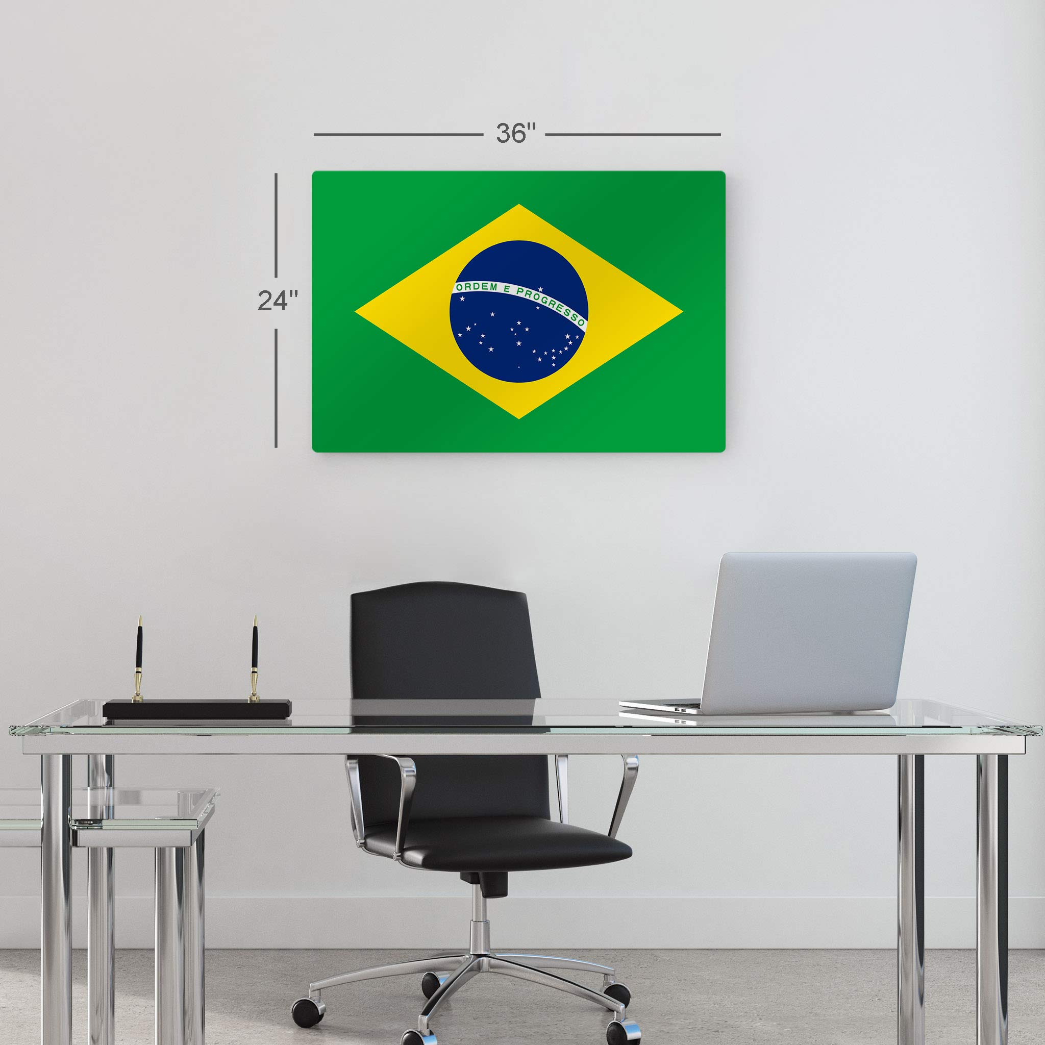 Brazil Flag Metal Wall Art Print - 16x24 Inch Modern Home Decor for Office, Living Room, Dorm, Bedroom, Kitchen, Man Cave & Sports Bar | Made in USA, Ready to Hang | Perfect for Game Day, Themed Parties & Patriotic Displays