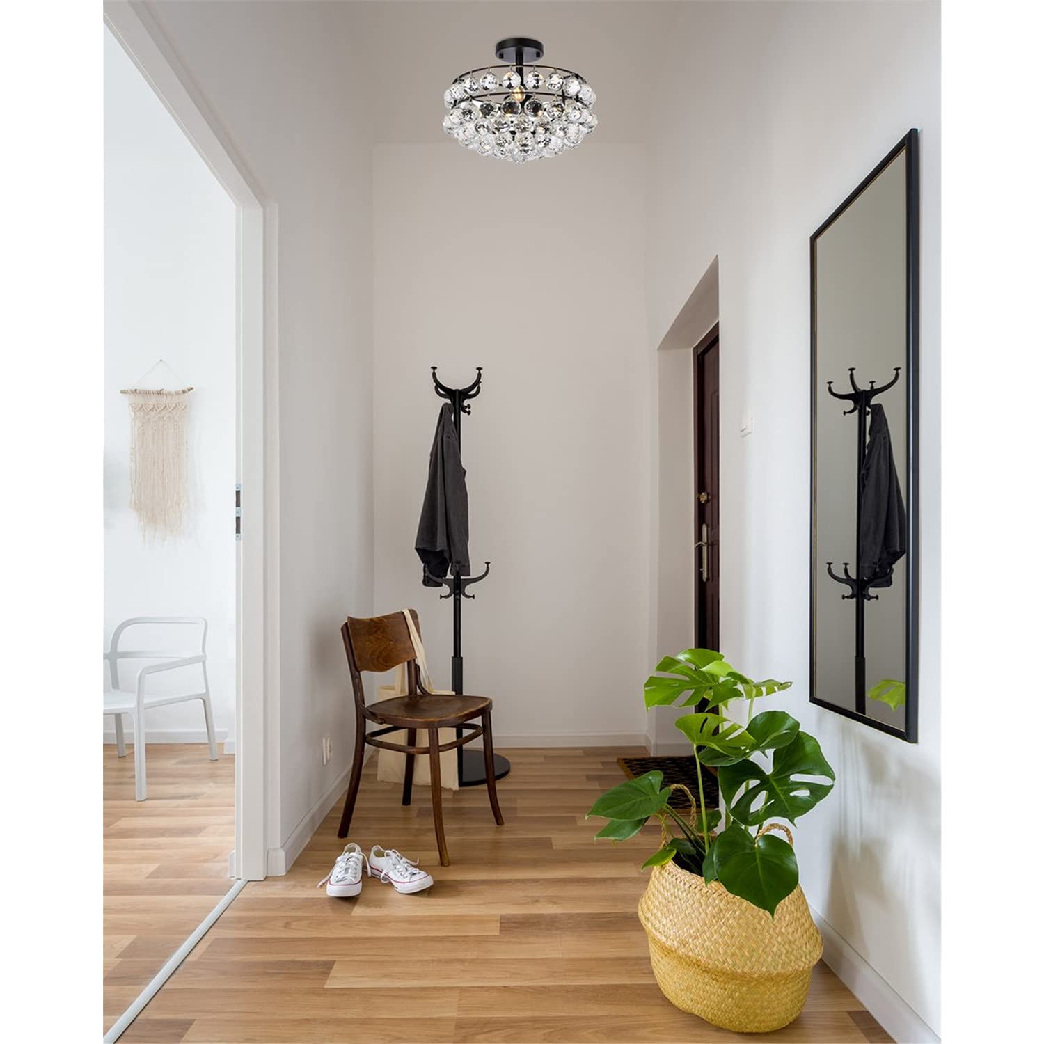 14 Inch Black Savannah Flush Mount Ceiling Light - Modern Indoor Lighting Fixture for Living Room, Bedroom & Kitchen Decor