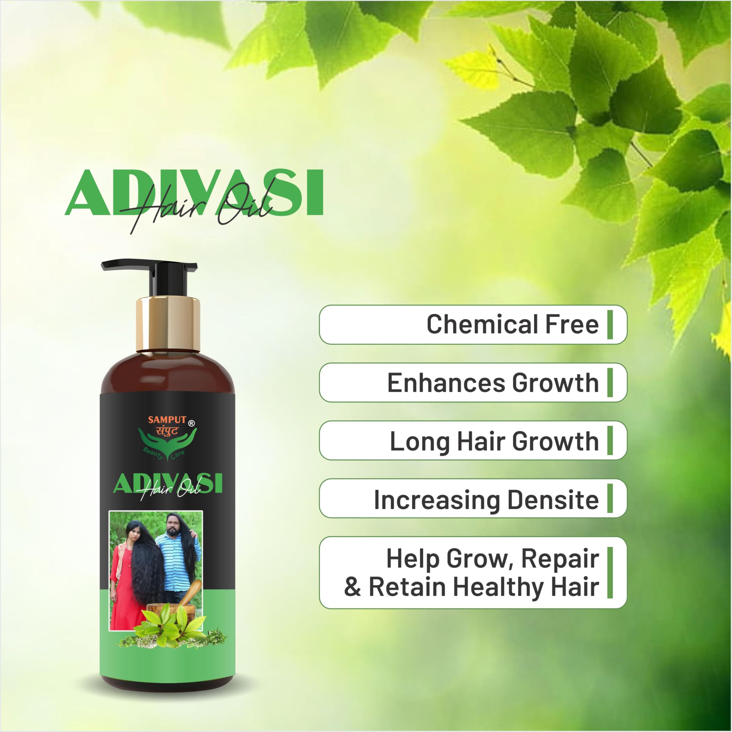 Adivasi Herbal Hair Growth Oil - 250ml for Men & Women | Natural Hair Fall Control & Strengthening Treatment | Perfect for Daily Scalp Massage & Thicker Hair