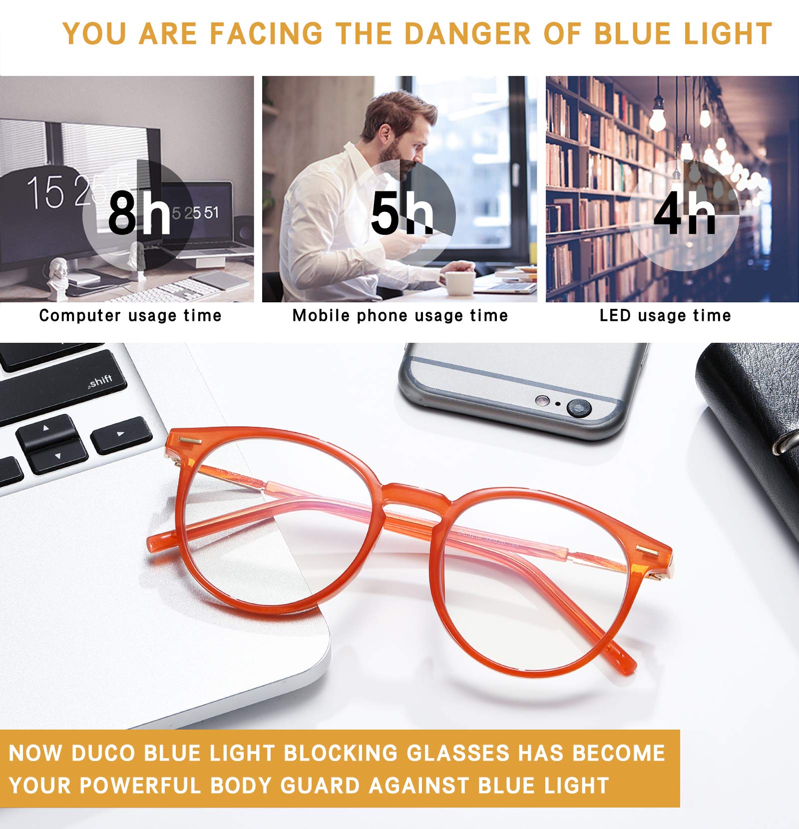 Blue Light Blocking Glasses for Men & Women - Gaming & Computer Use