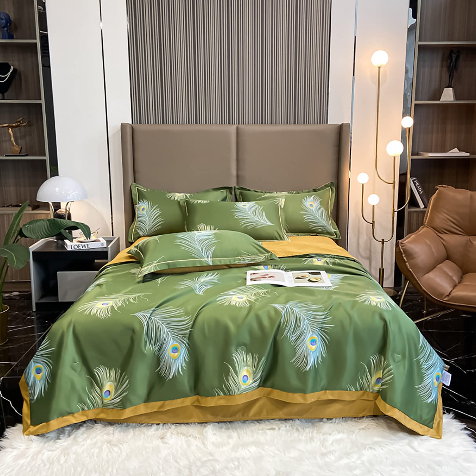 GYTDNGW Soft Air-Conditioned Quilt - Silky Skin-Friendly Washable Tencel Bedding Set with Active Printing | Healthy Eco-Friendly Fade-Resistant King Size Comforter for All Seasons - Perfect for Home, Hotel & Guest Room Comfort