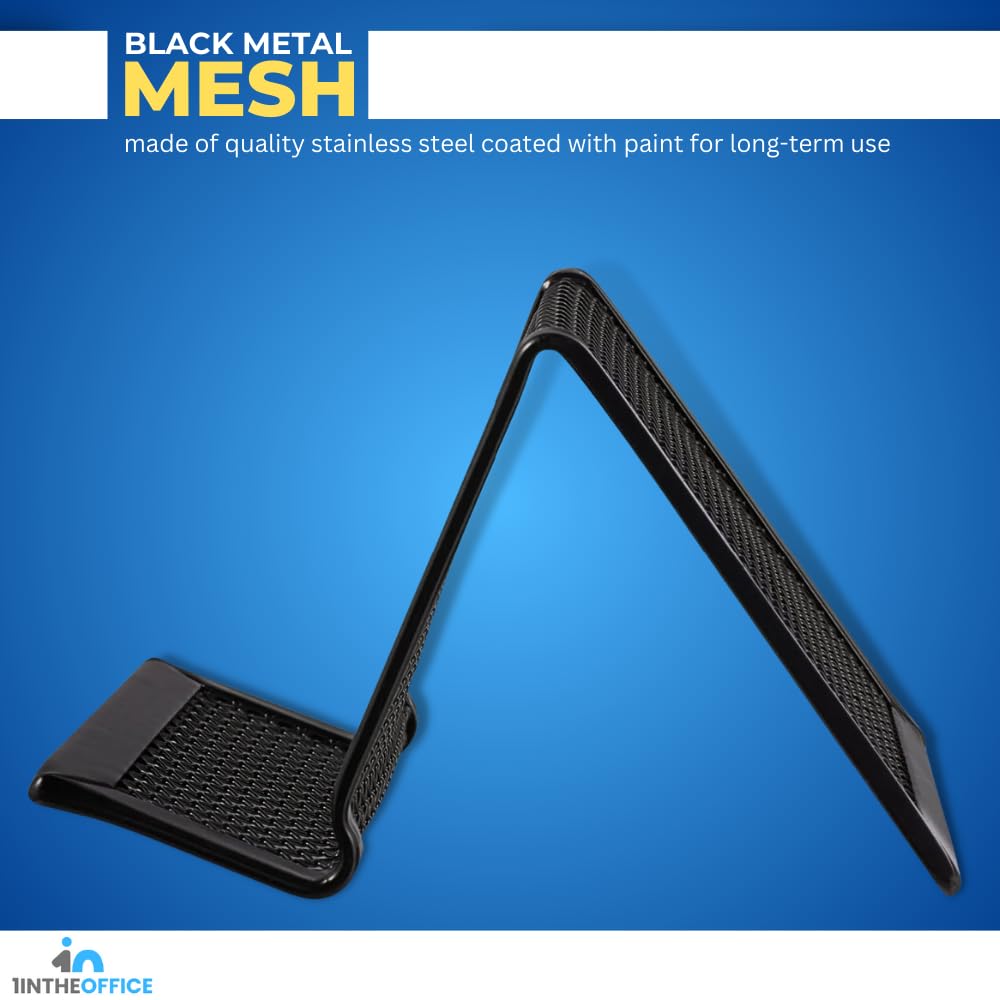 1InTheOffice Mesh Business Card Holder Stand - 2 Pack Black Desk Organizer with 1 Compartment | Perfect for Office, Reception & Professional Workspaces