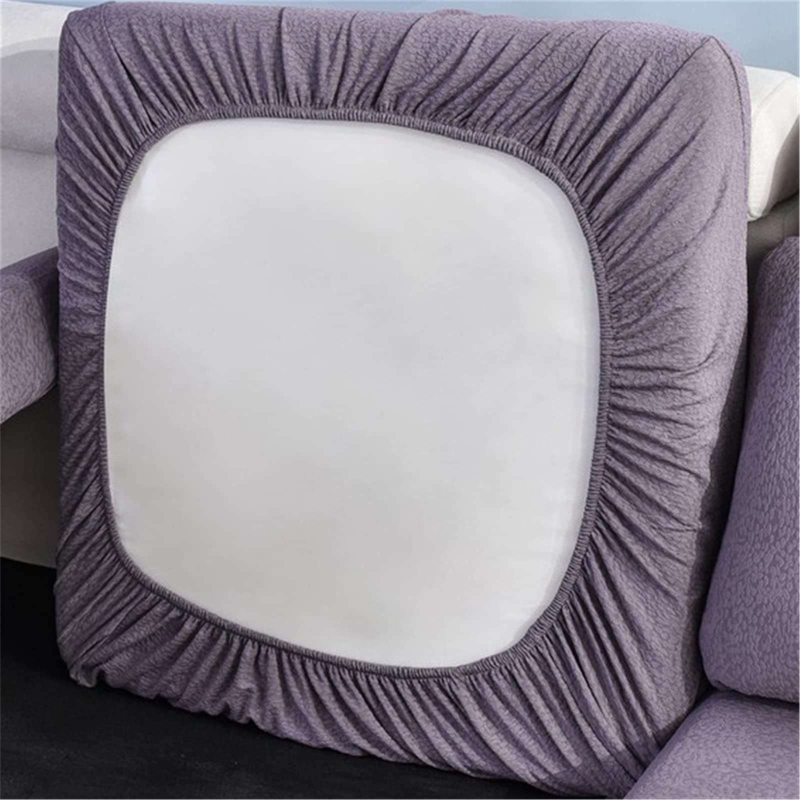 Premium Stretch Waterproof Sofa Cushion Cover - High Elastic Fabric Slipcover for Couches & Chairs | Water-Repellent & Durable (Purple Gray, 1-Seater) | Perfect for Living Room, Bedroom & Office Furniture Protection