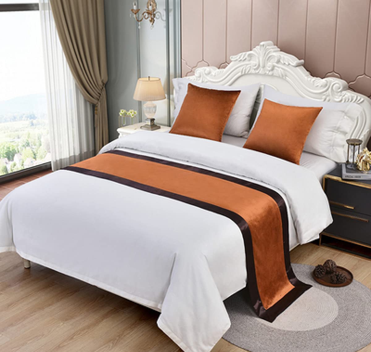 Velvet Bed Scarf & Runner for Queen/King Size Beds - Elegant Bed Decor for Hotels & Home