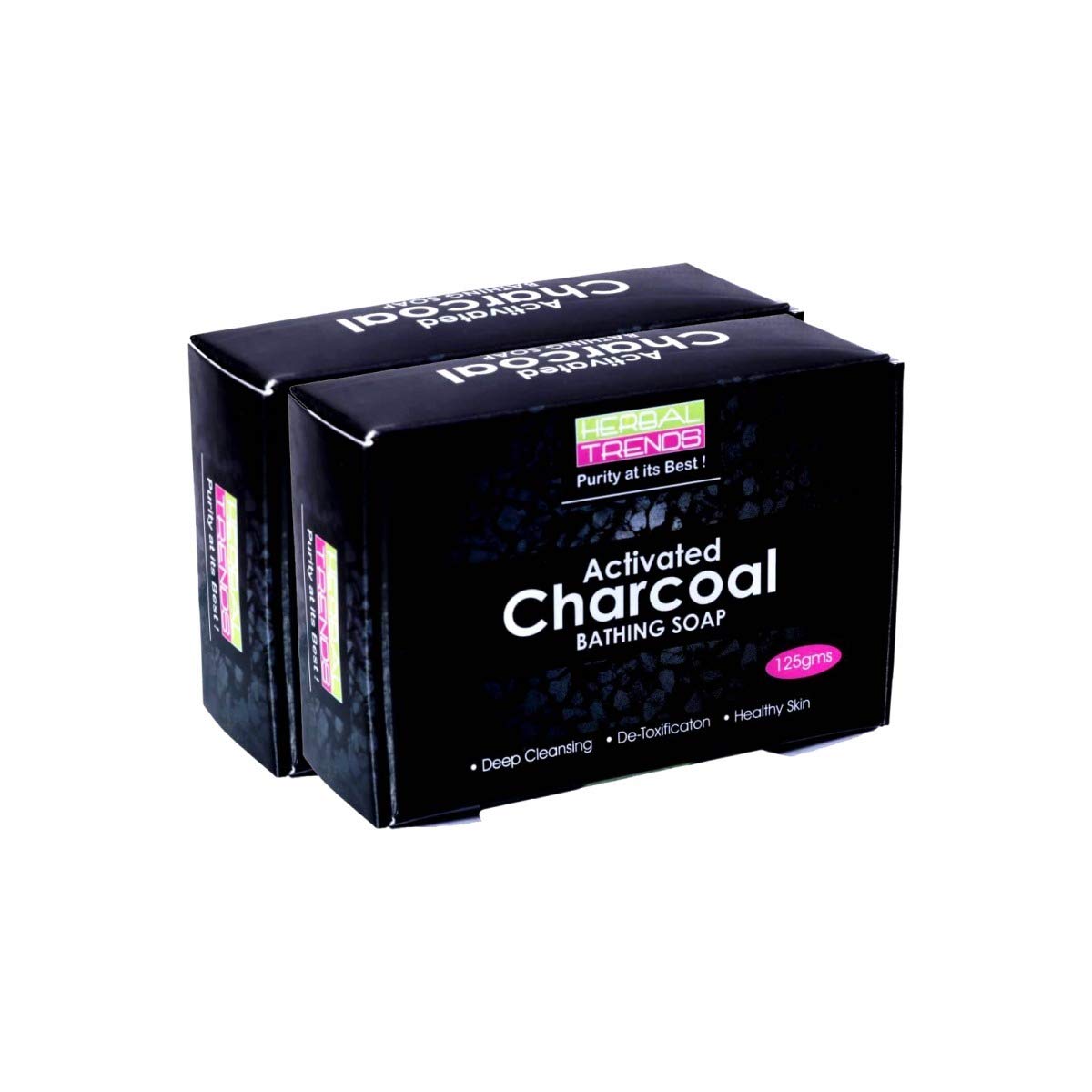 Herbal Trends Activated Charcoal Soap for Men & Women - 125g Natural Detoxifying Face & Body Cleanser - Handmade Vegan Bath Soap (Pack of 2) - Perfect for Acne-Prone Skin & Deep Pore Cleansing