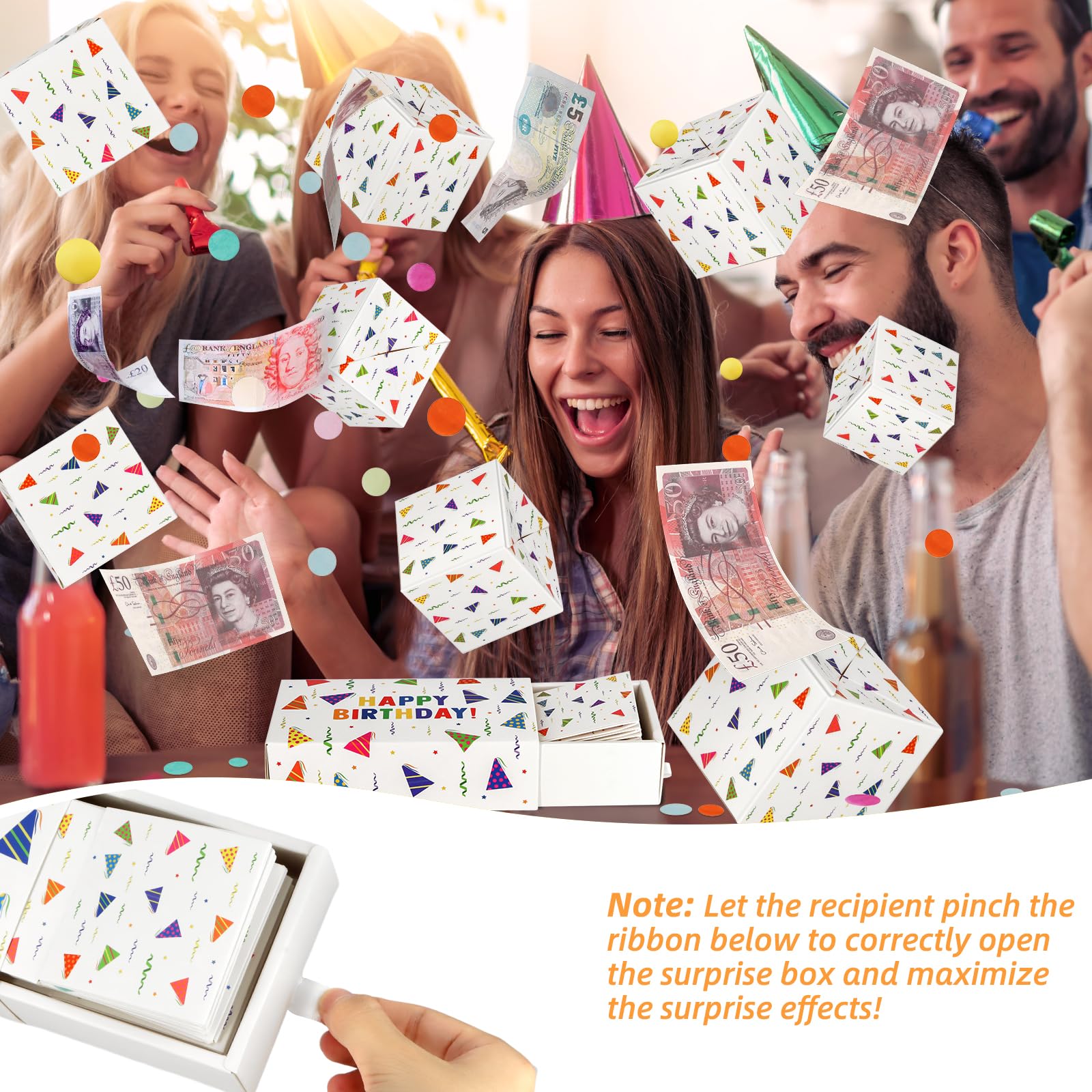 Money Explosion Gift Box - Surprise Birthday Cash Box with Confetti Pop Out for Women, Men & Kids | Perfect for Birthdays, Graduations, Anniversaries & Special Occasions