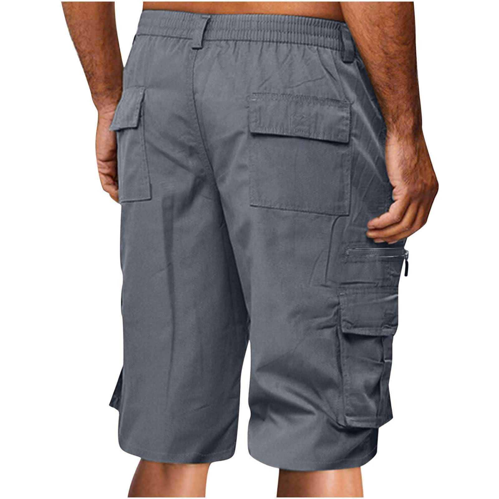 **Men's Lightweight Cargo Shorts with Elastic Waist & Multiple Pockets - Big & Tall Summer Work Shorts for Outdoor Activities, Hiking, and Casual Wear**