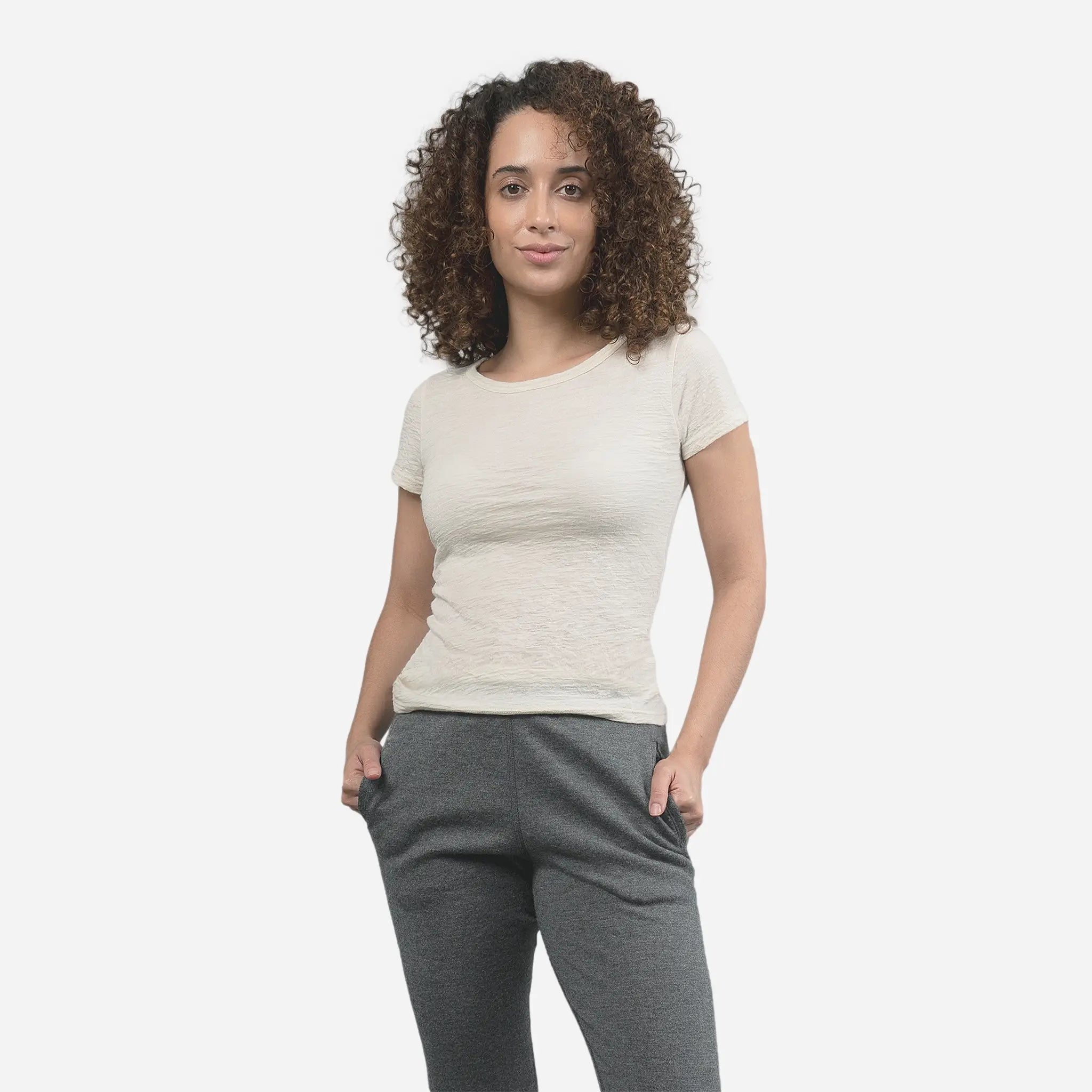 Ultralight Women's Alpaca Wool T-Shirt - 160 GSM Soft Crew Neck Tee for Travel, Hiking & Everyday Comfort
